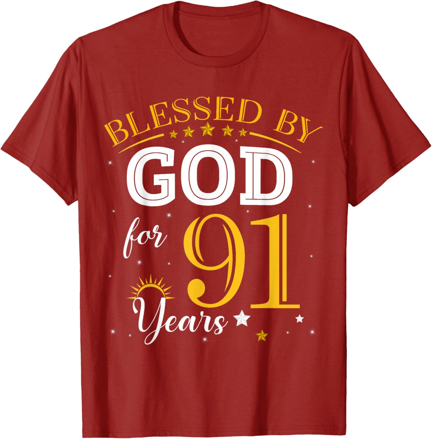 Vintage Blessed by God 91 Years Old Birthday Girl T-Shirt Gift - 7