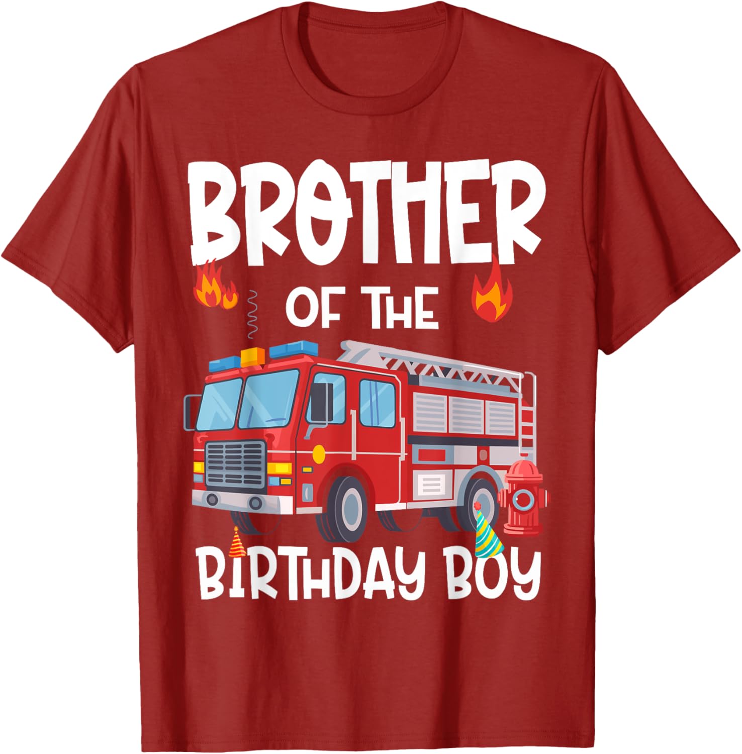 Brother of the Birthday Boy Fire Truck T-Shirt for Fun Celebrations - 5
