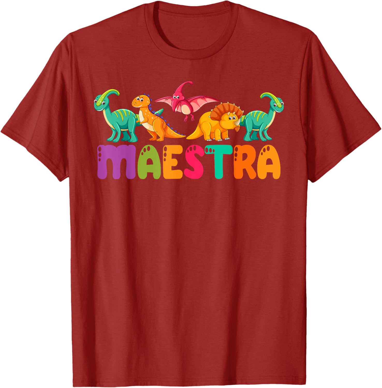 Cute Dinosaurs Bilingual Teacher T-Shirt for Maestra Spanish Teachers - 2