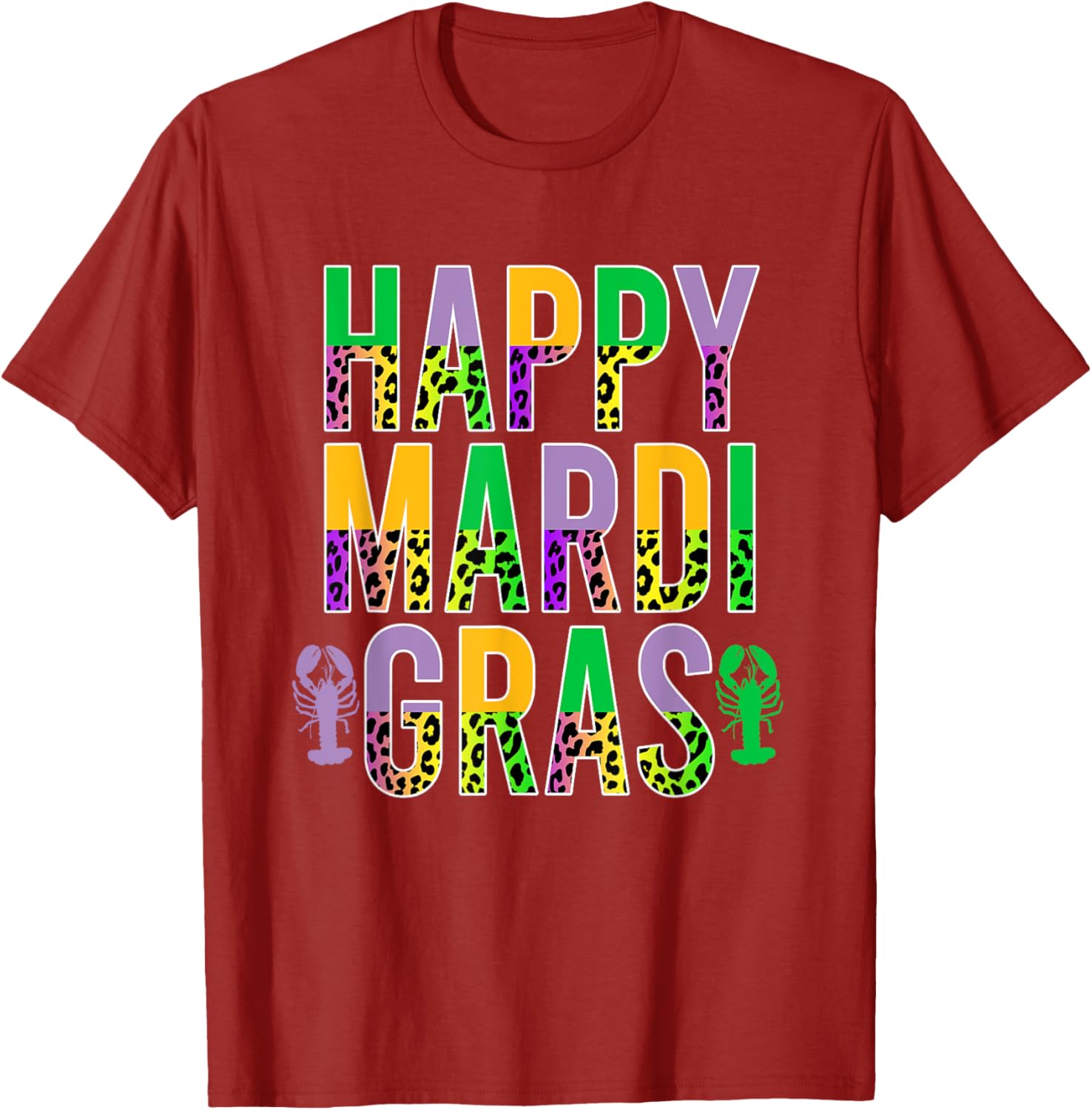 Happy Mardi Gras Leopard Print Crawfish T-Shirt for Men Women Kids - 16