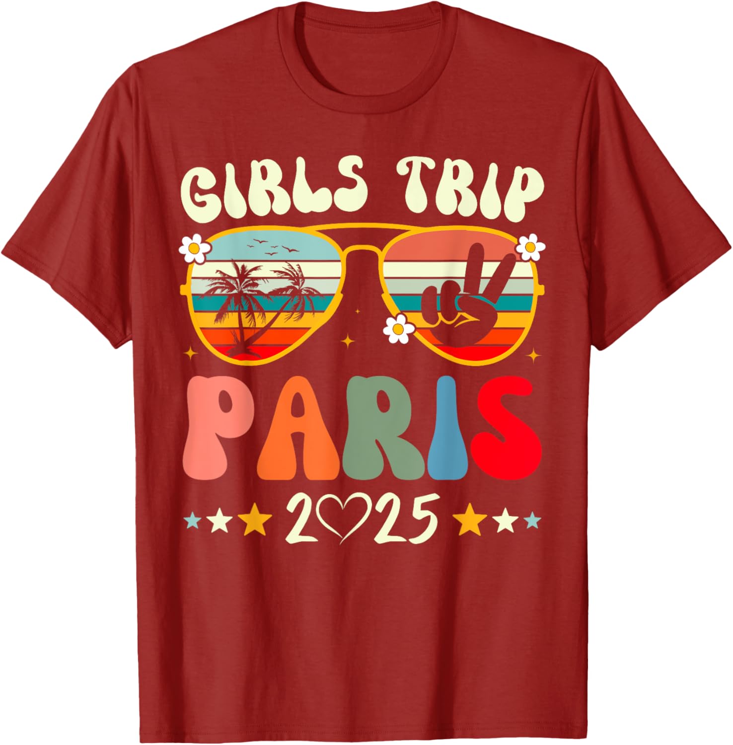 Girls Trip Paris 2025 Summer Vacation Retro T-Shirt for Matching Outfits - 3