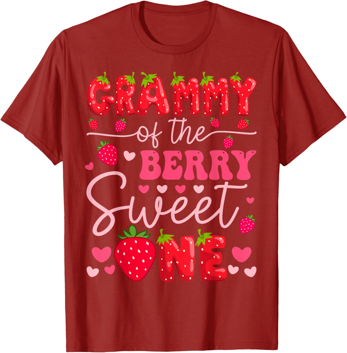 Adorable Strawberry Themed 1st Birthday Girl T-Shirt for Grammy's Sweet One - 2