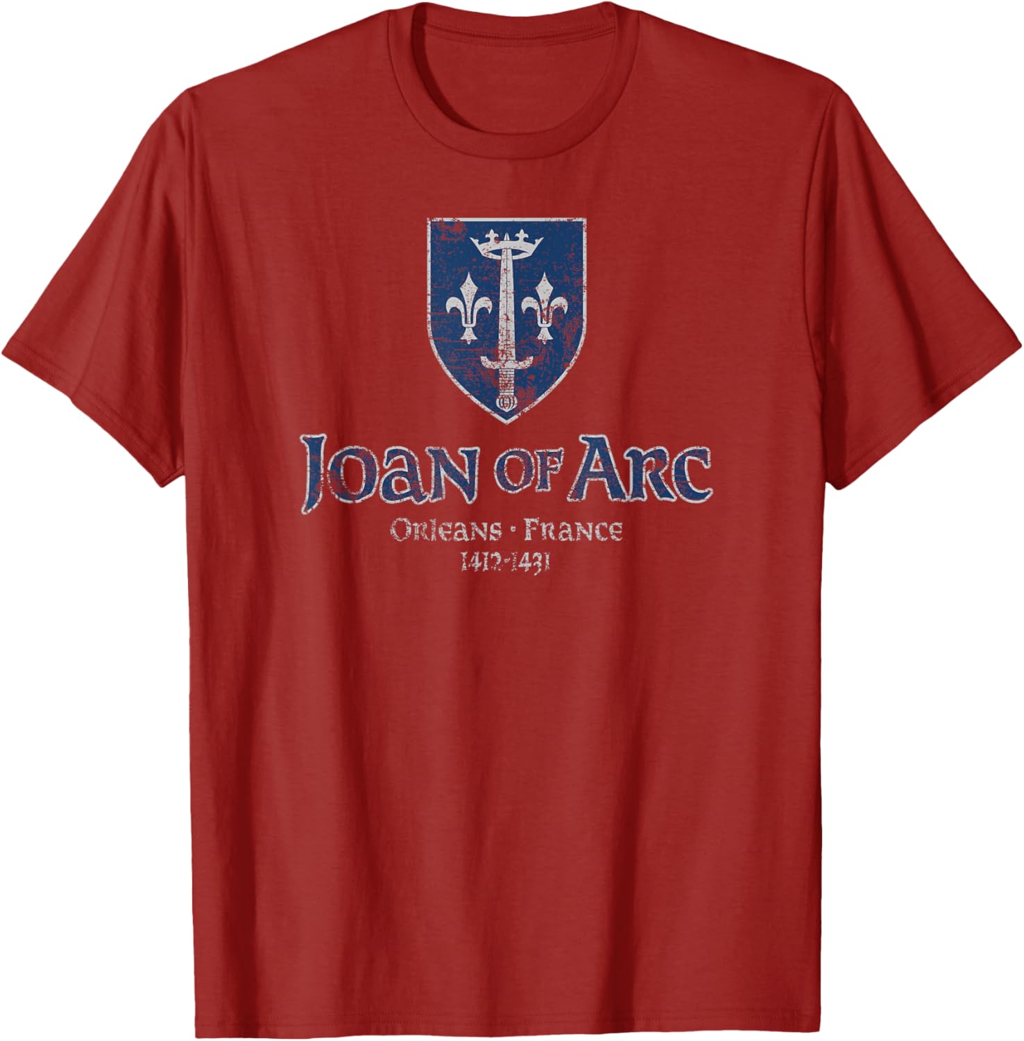Distressed Joan of Arc Crest Orleans T-Shirt for History Lovers - 1