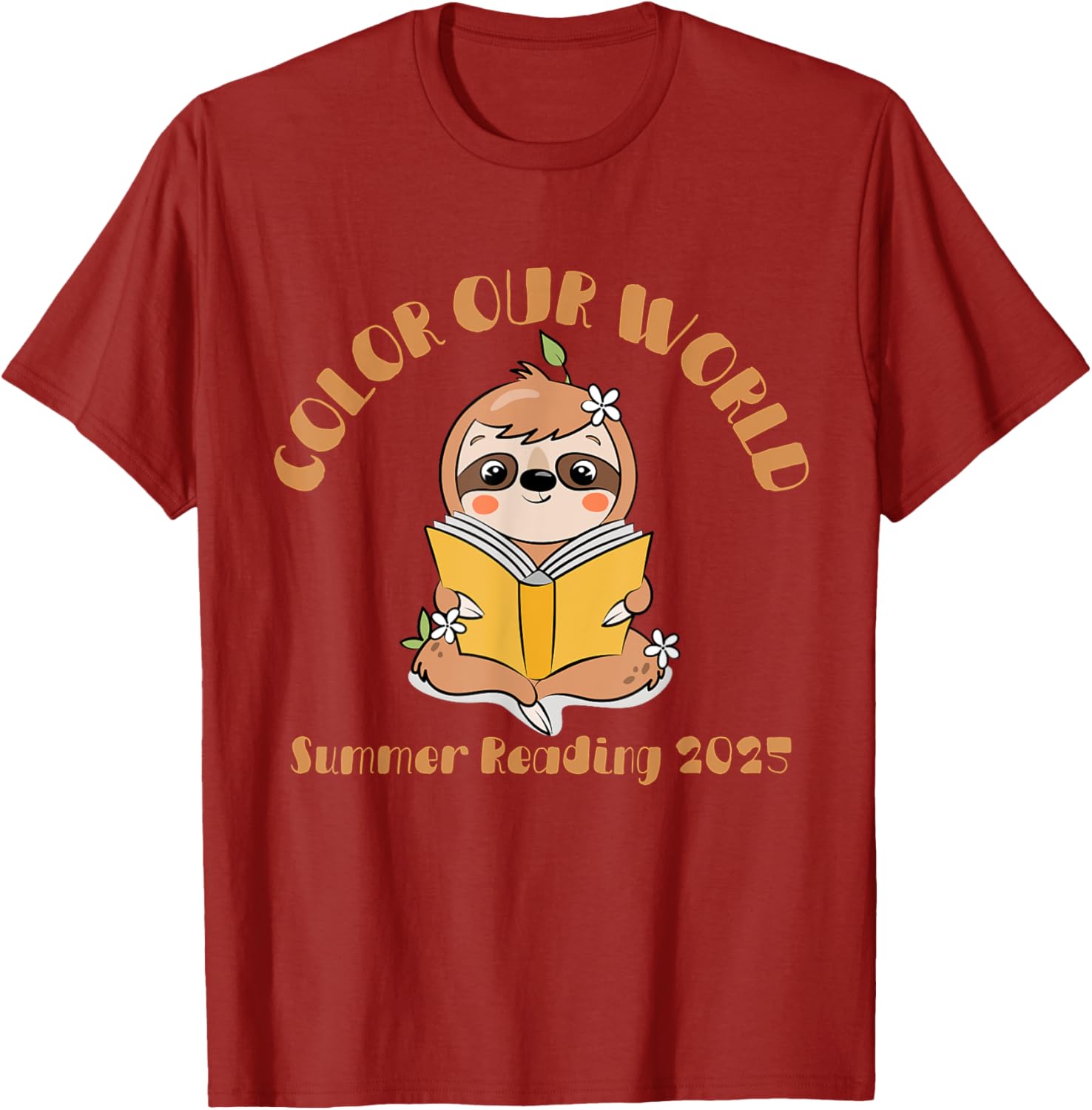 Color Our World 2025 Summer Reading Program Sloth T-Shirt for Kids - 1