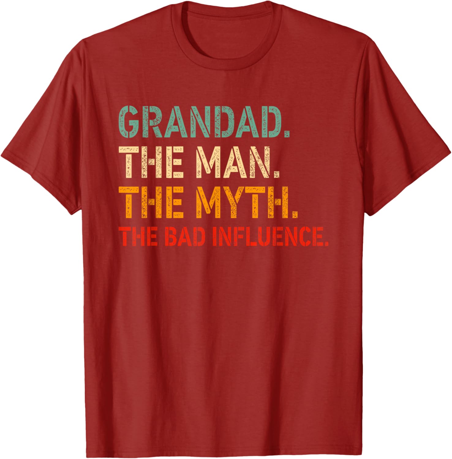 Funny GRANDAD T-Shirt for Men The Man The Myth The Bad Influence Apparel - 13