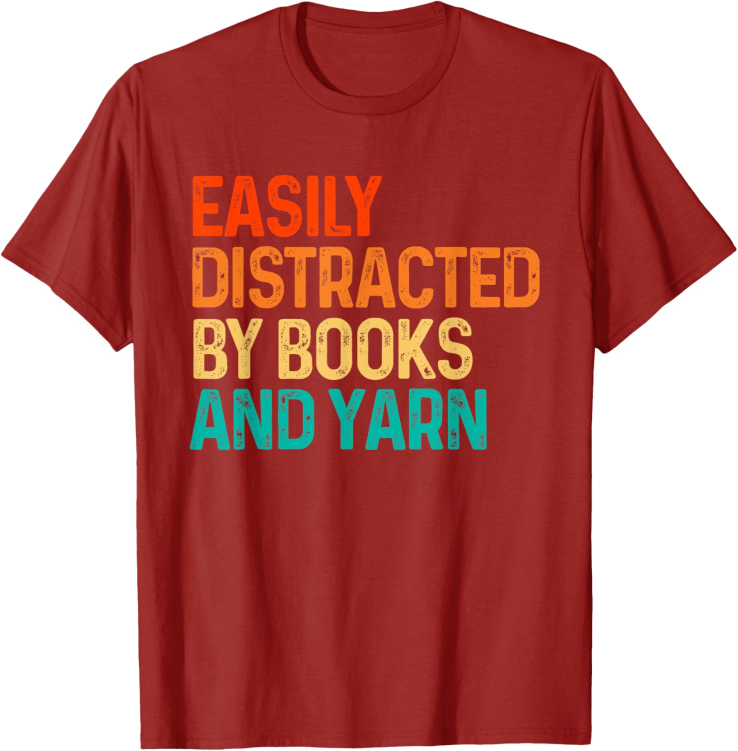 Easily Distracted By Books And Yarn Knitting Graphic T-Shirt for Book Lovers - 1