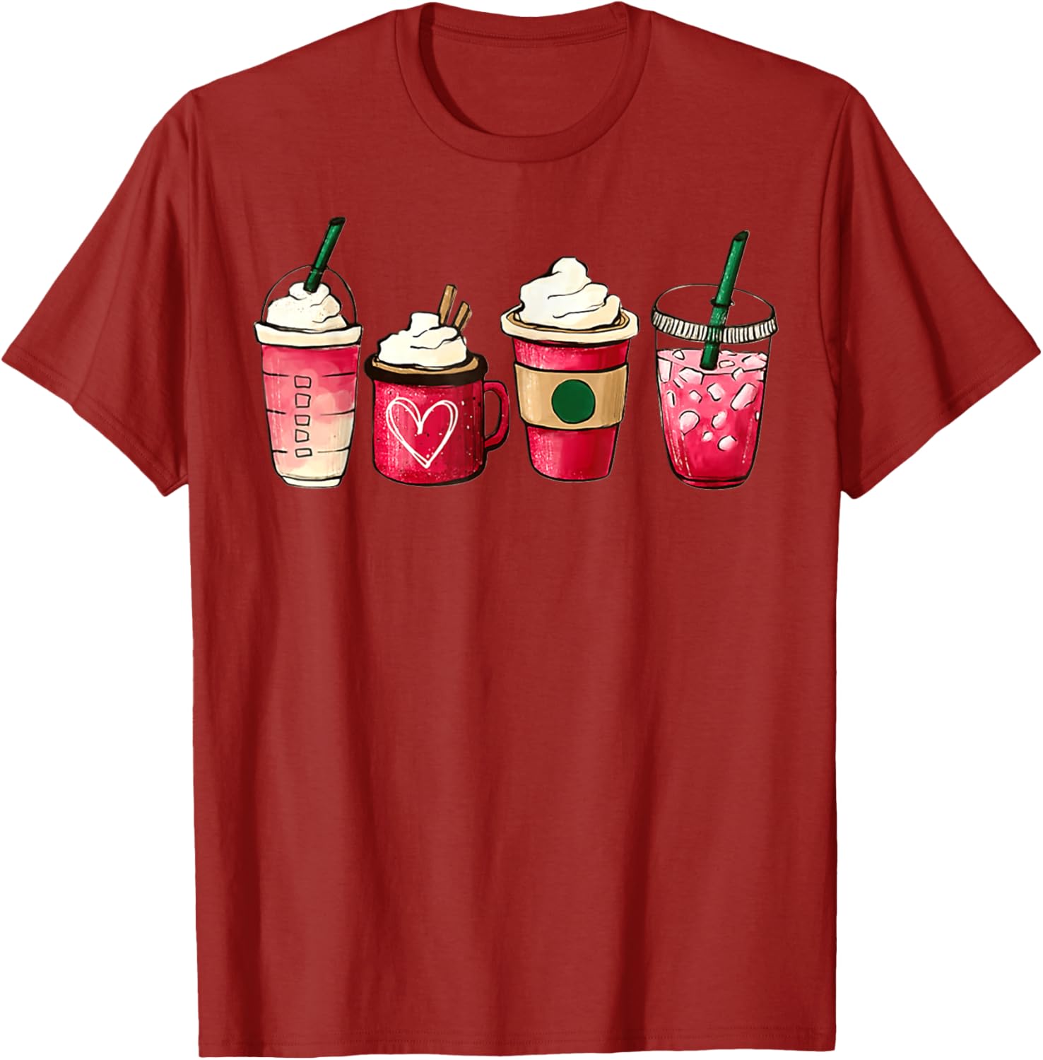 Valentine Heart Latte Iced Coffee T-Shirt for Coffee Lovers - 20
