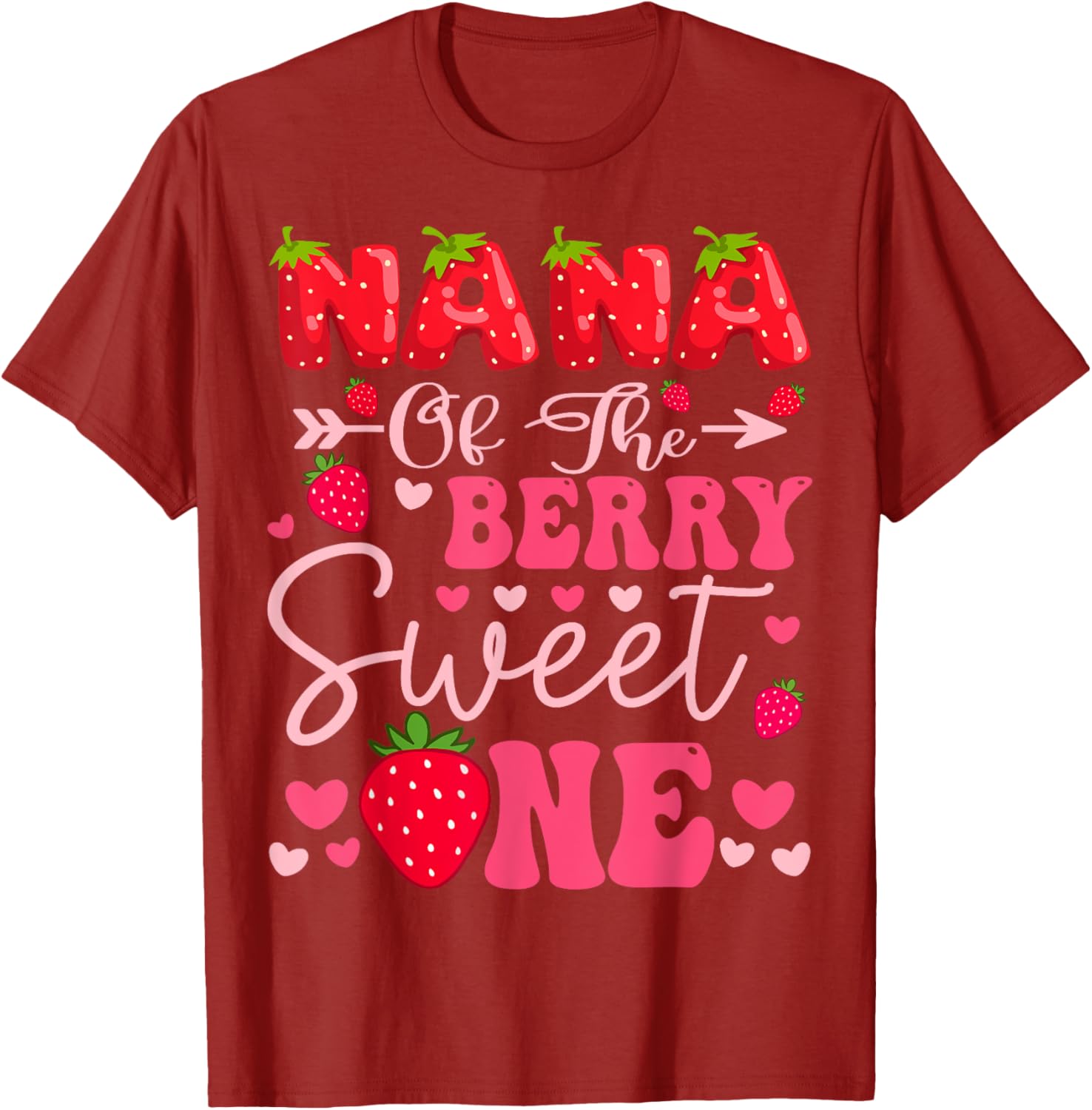 Nana of the Berry Sweet One Strawberry Birthday Girl T-Shirt - 8