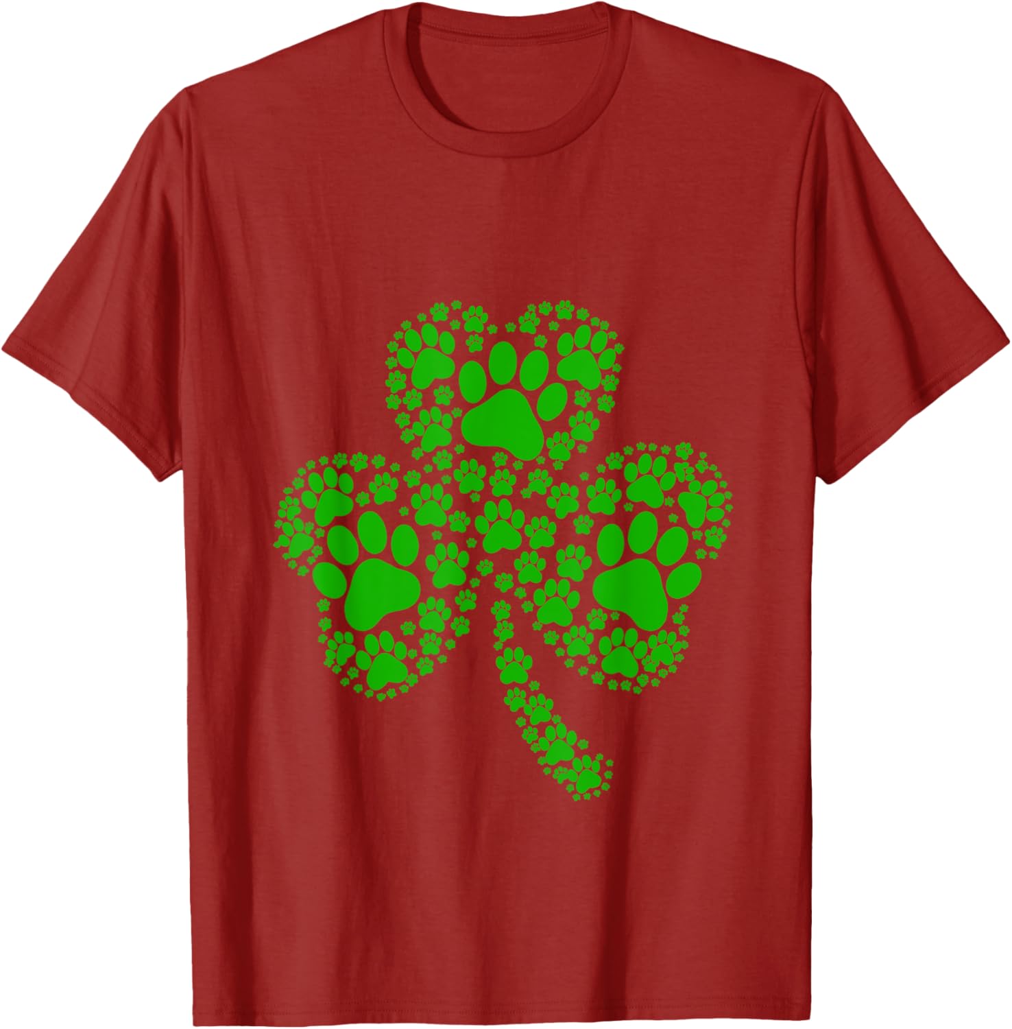 Irish Dog Lover T-Shirt with Shamrock and Paw Print for St Patricks Day - 1