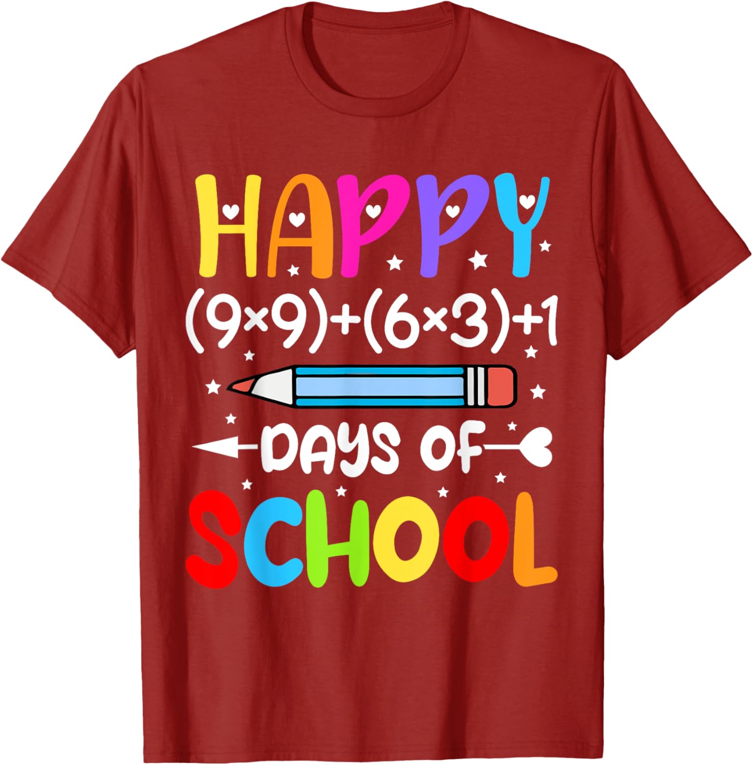 Happy 100th Day of School T-Shirt for Kids Fun Math Teacher Gift - 5