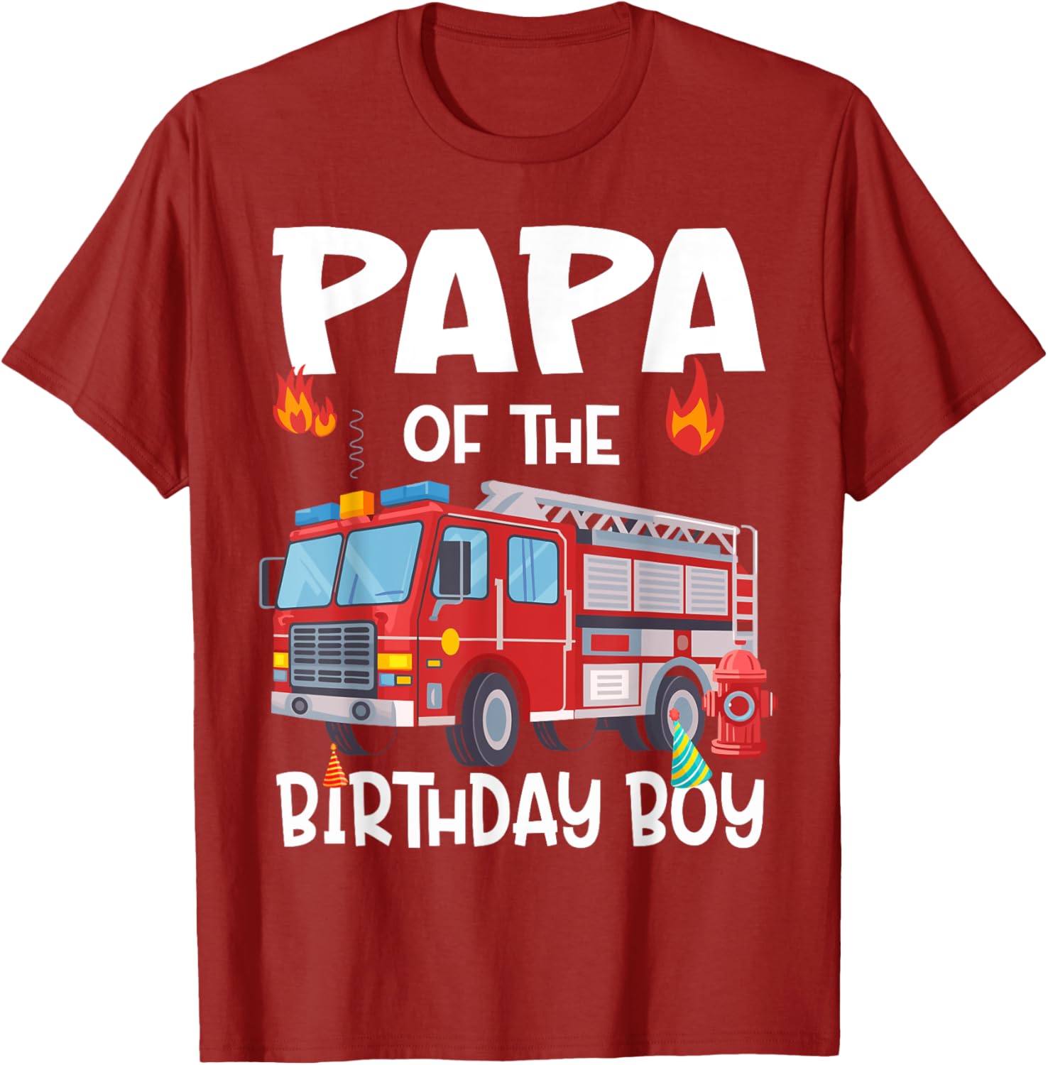 Papa of the Birthday Boy Fire Truck Firefighter Dad T-Shirt Perfect Gift - 3