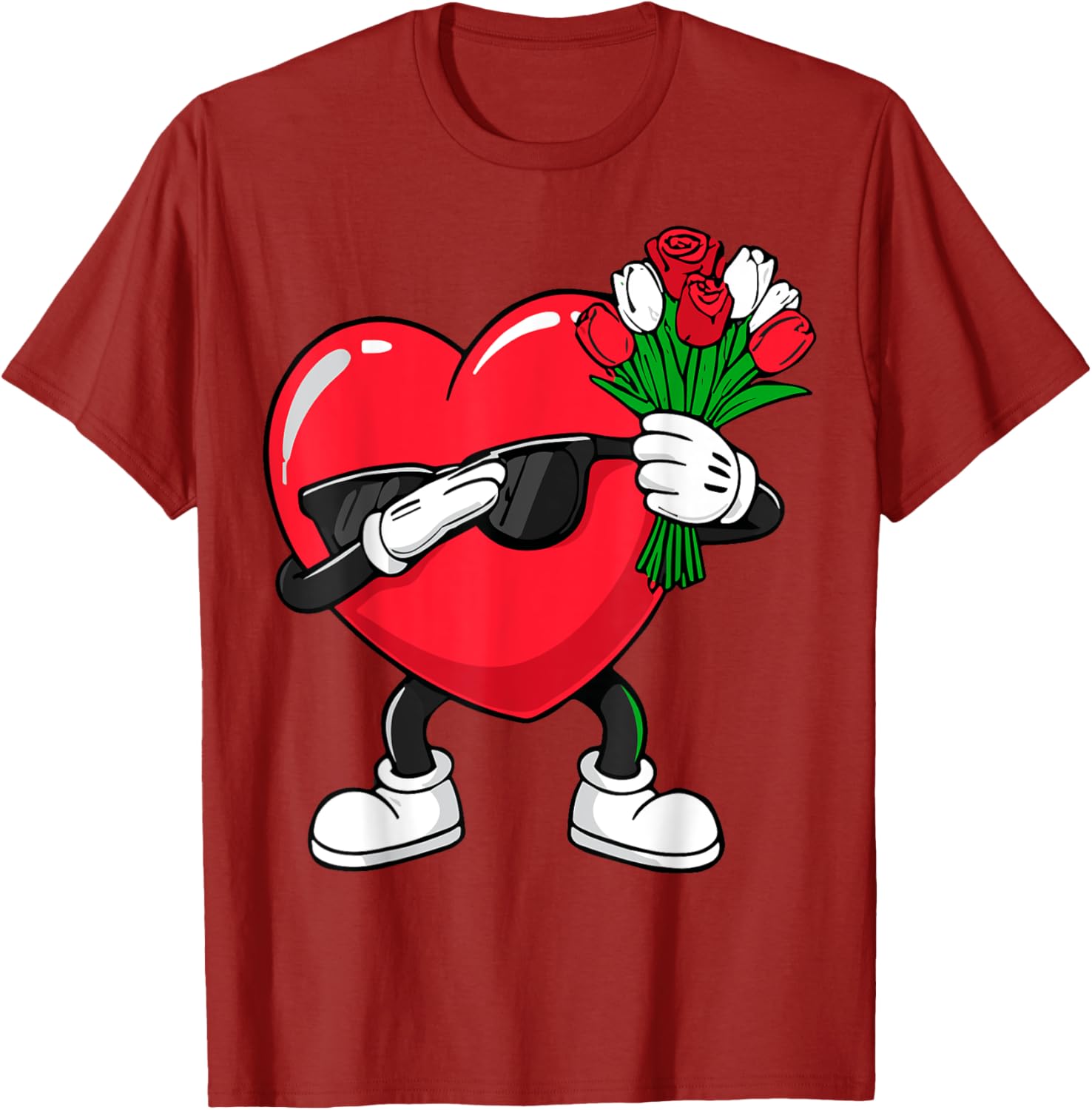 Dabbing Heart Flower Valentine's Day T-Shirt for Fun Loving Hearts - 8