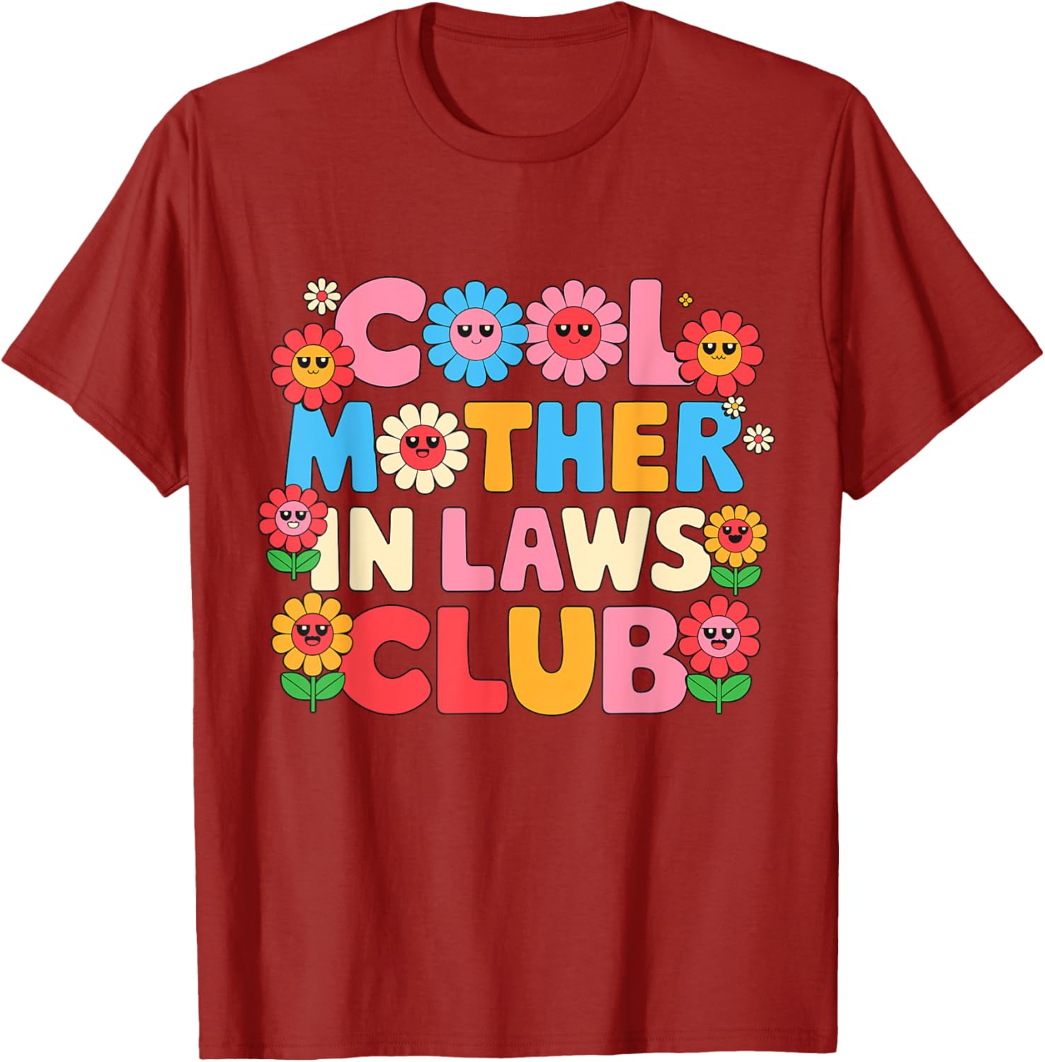 Cool Mother In Laws Club Cheerful Flowers T-Shirt for Happy Moms - 2