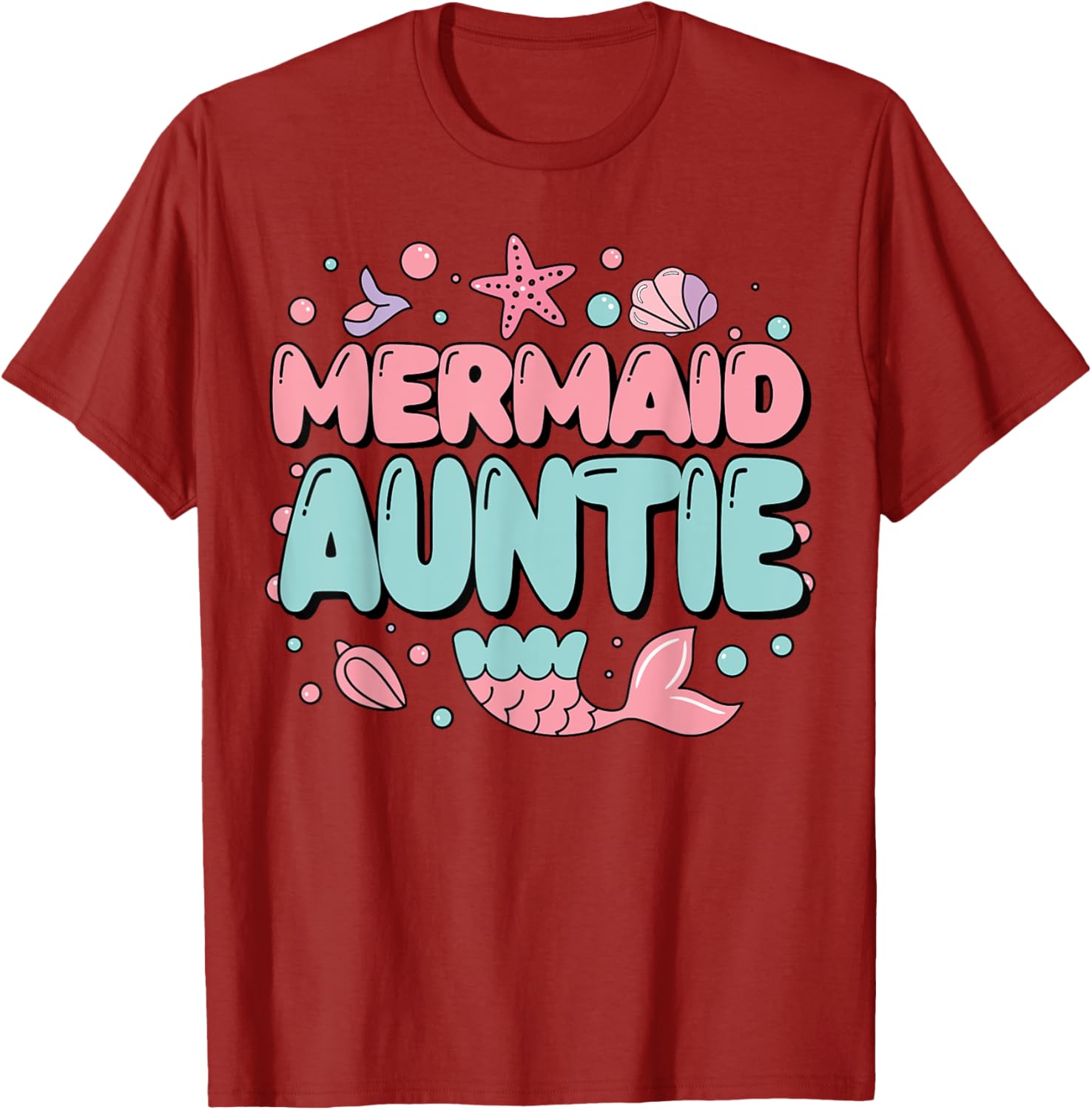 Auntie of The Birthday Mermaid Family Matching Party T-Shirt for Fun Celebrations - 3