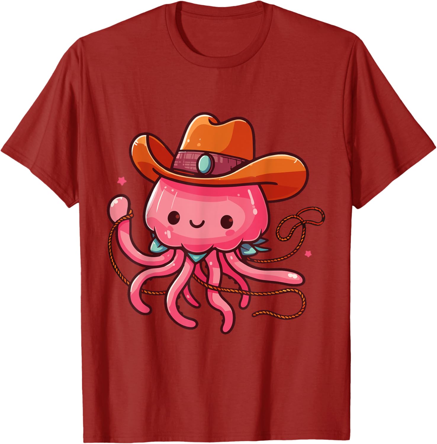 Western Rodeo Cowboy Hat and Jellyfish Texas Animals T-Shirt for Men - 1
