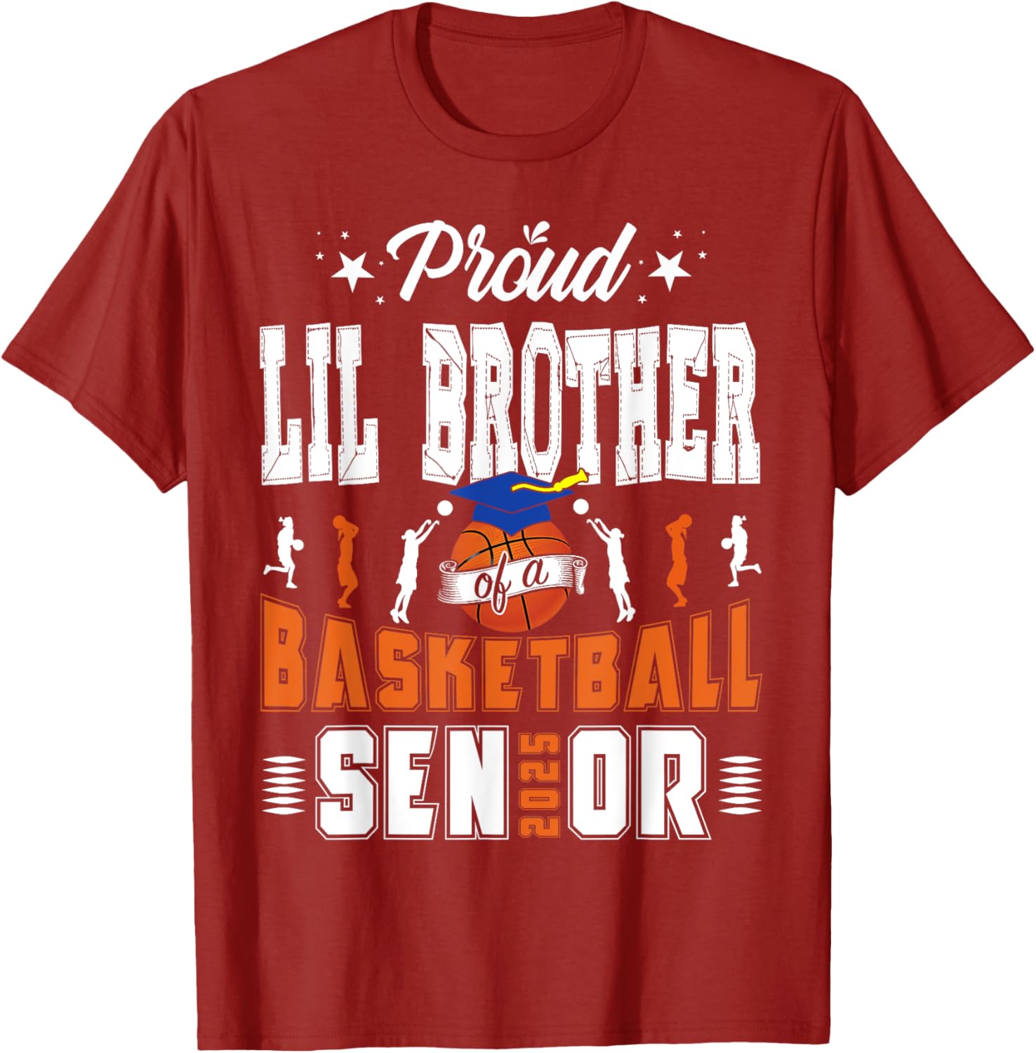 Proud Little Brother of 2025 Senior Basketball Graduate T-Shirt - 3