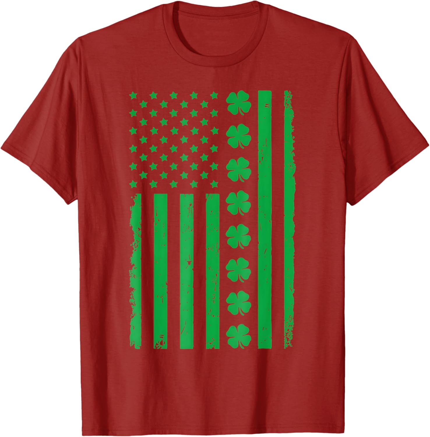 Stunning US American Flag T-Shirt with Shamrocks for St. Patrick's Day - 15