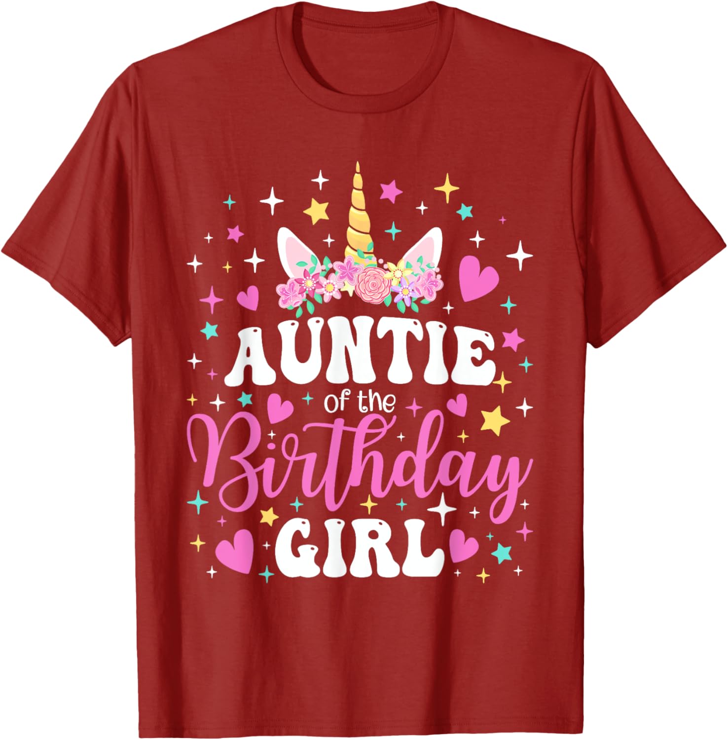 Unicorn Auntie Birthday Matching T-Shirt for Family Celebration Fun - 13