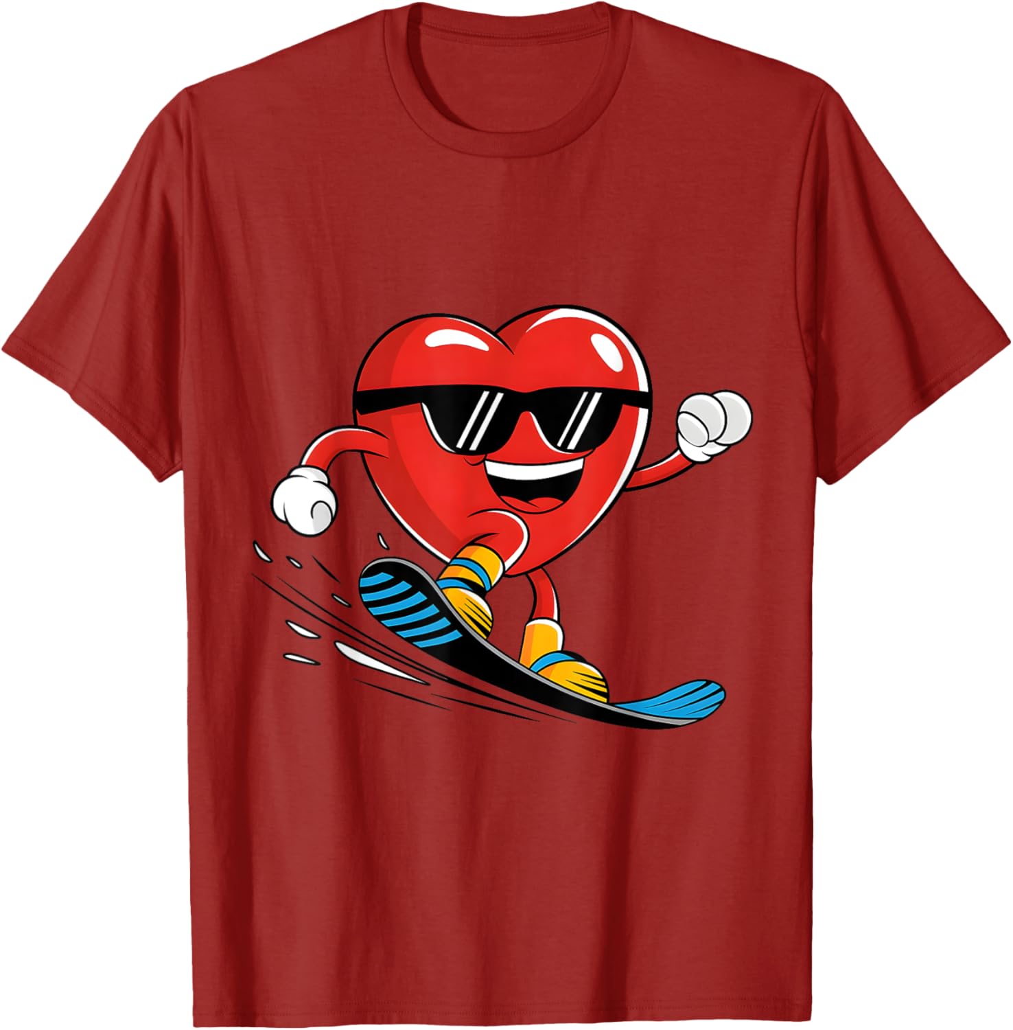 Snowboard Heart Valentine's Day T-Shirt for Boys and Girls Fun Gift - 5