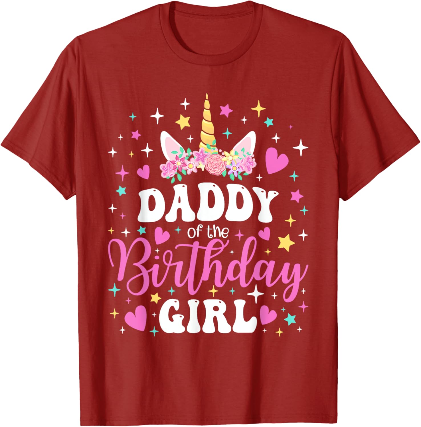 Family Matching Unicorn Daddy T-Shirt for Birthday Girl Celebration - 1