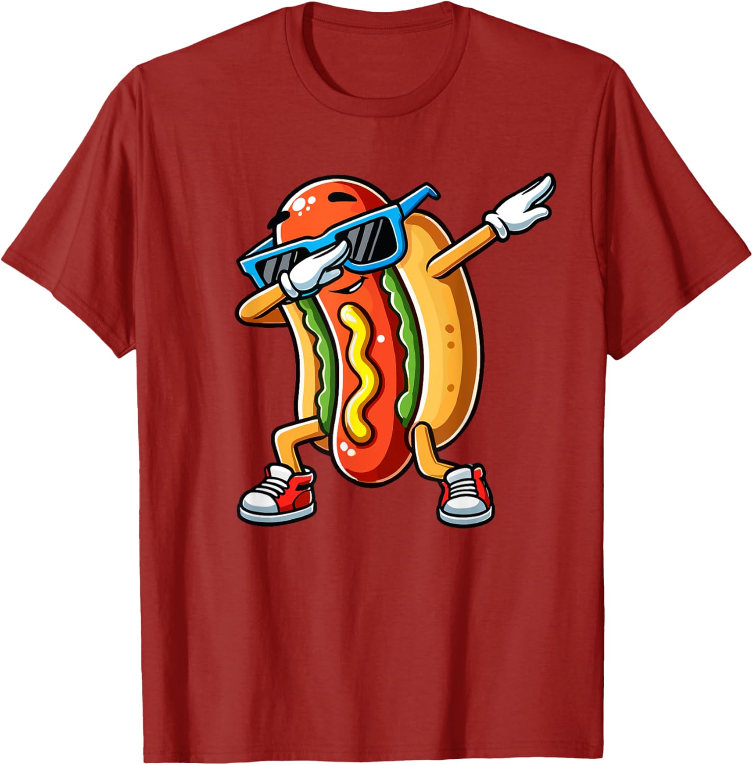 Funny Dabbing Hotdog Sunglasses T-Shirt for Kids Who Love Dogs and Hotdogs - 7