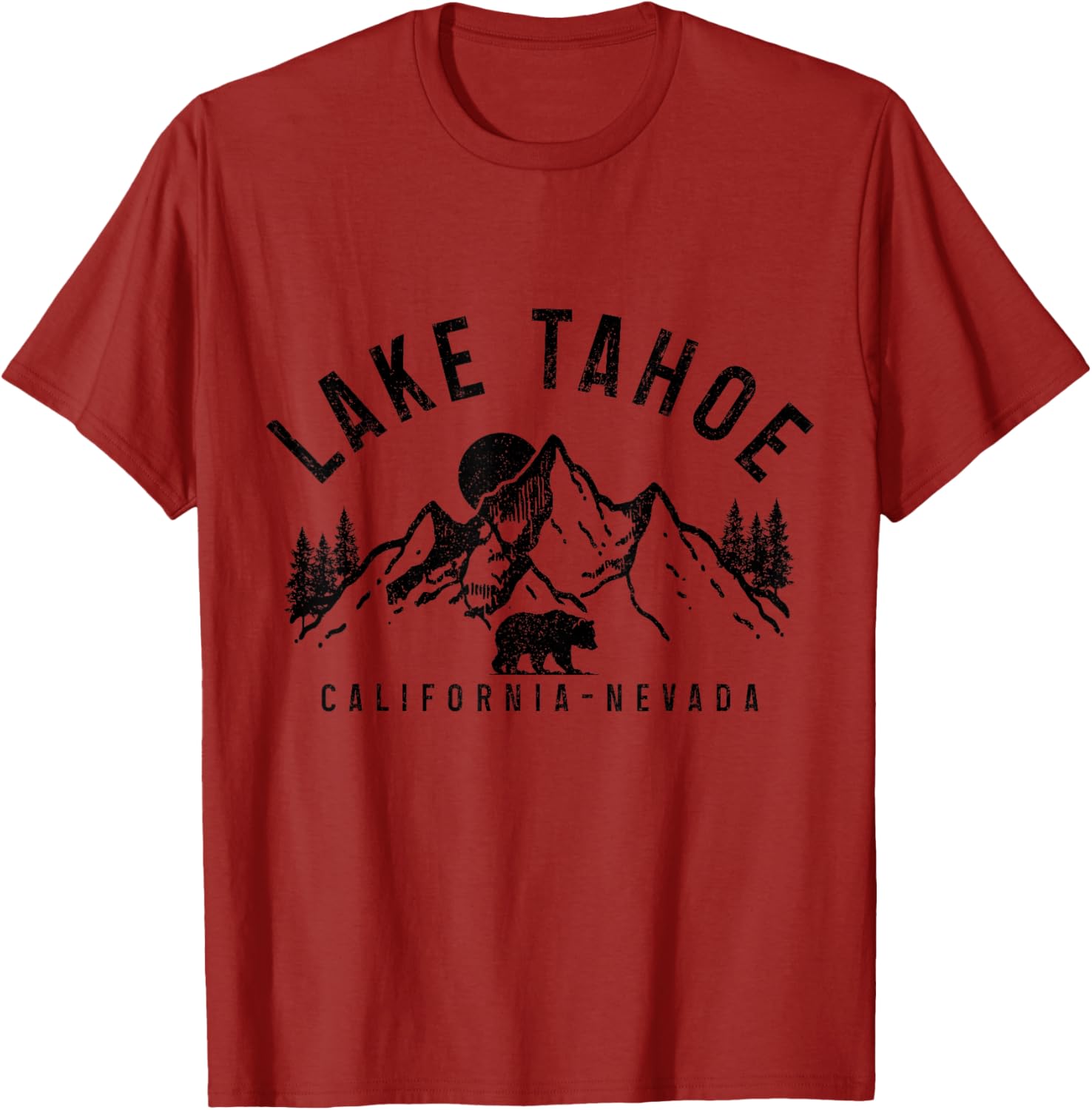 Vintage Bear Graphic T-Shirt Lake Tahoe Mountains Nature Lovers Apparel - 1