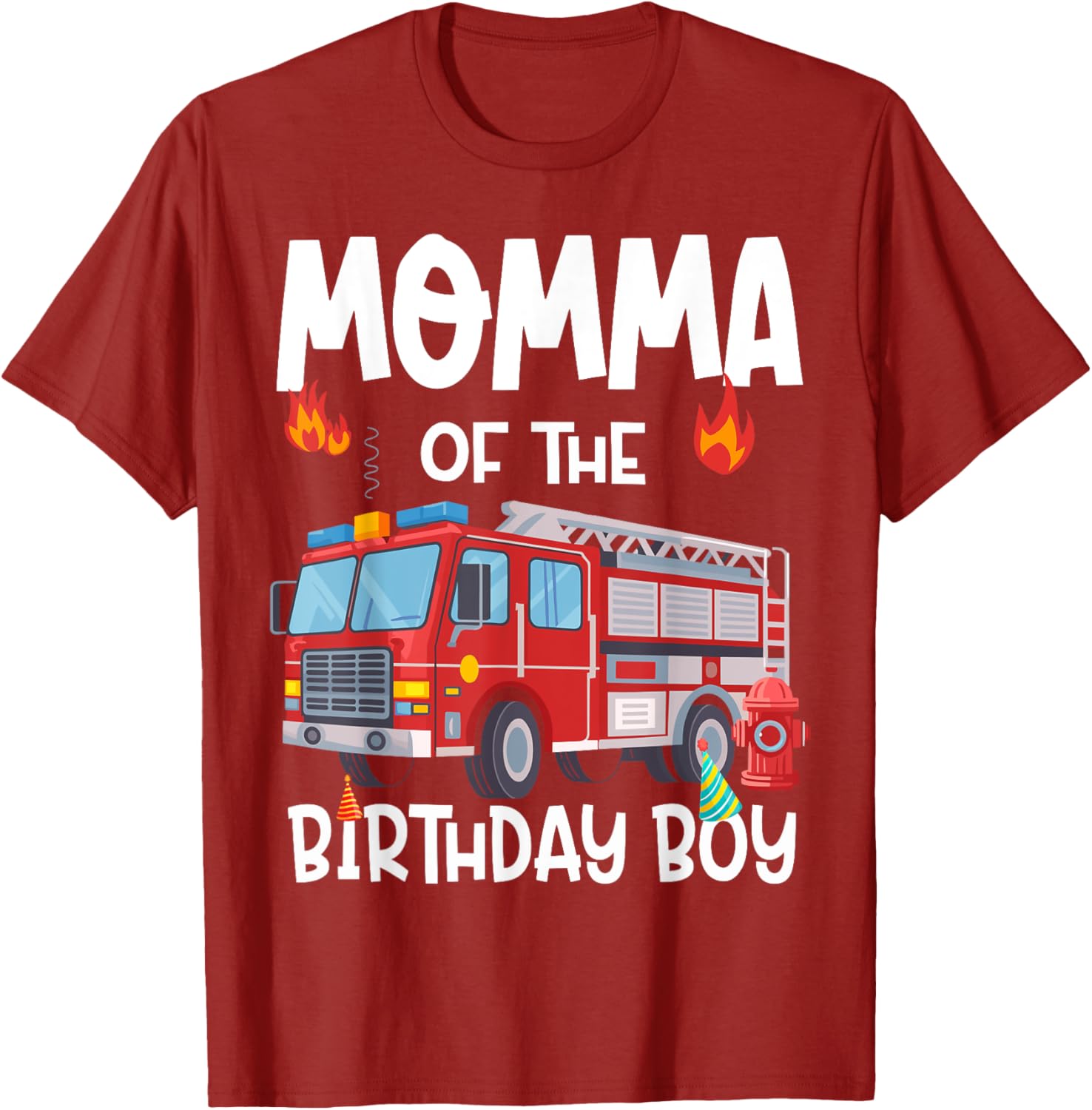 Momma of the Birthday Boy Fire Truck T-Shirt for Firefighter Moms - 11
