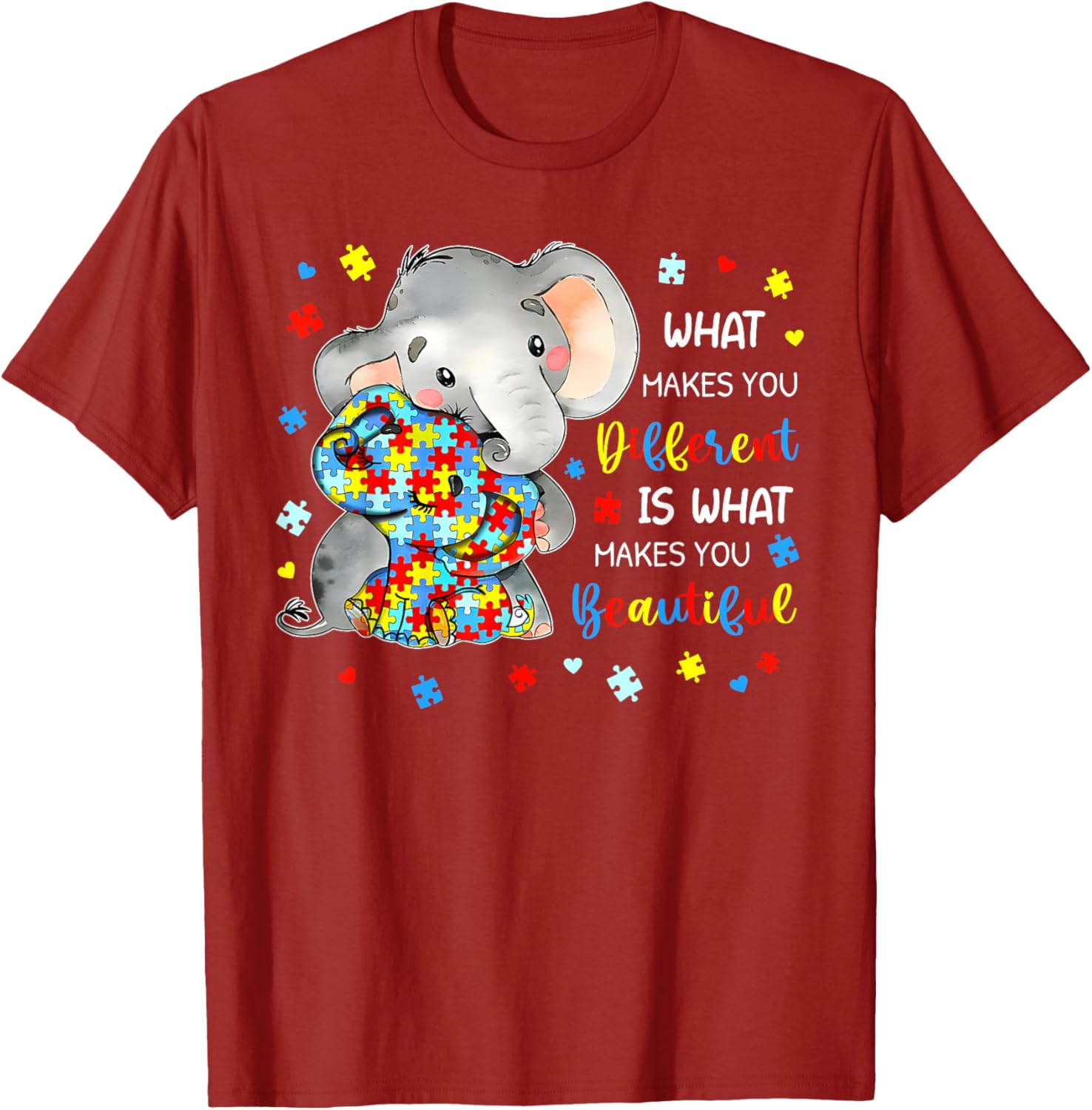 Unique Autism Awareness Elephant T-Shirt Celebrating Individuality and Beauty - 5