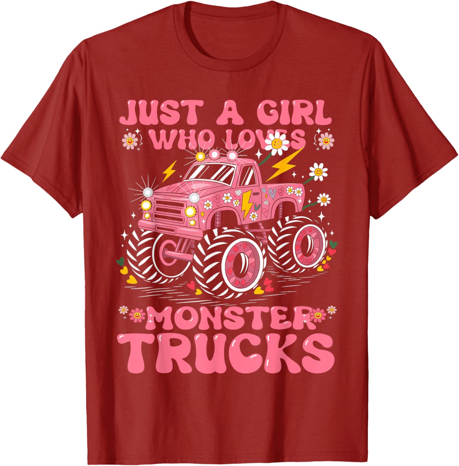 Pink Monster Truck T-Shirt for Girls - Perfect Birthday Gift Tee - 8
