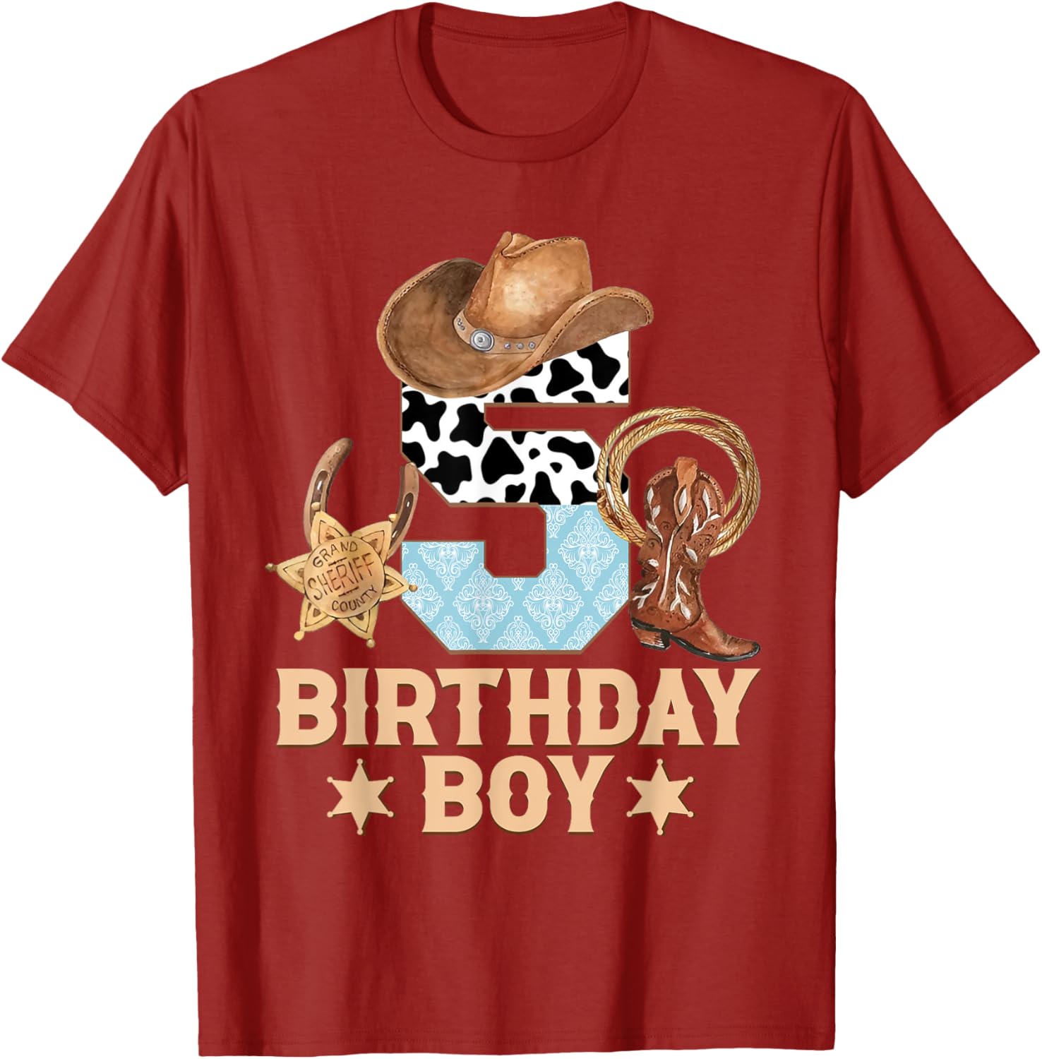 Western Family Birthday Boy Cowboy T-Shirt for 5th Birthday Celebration - 6