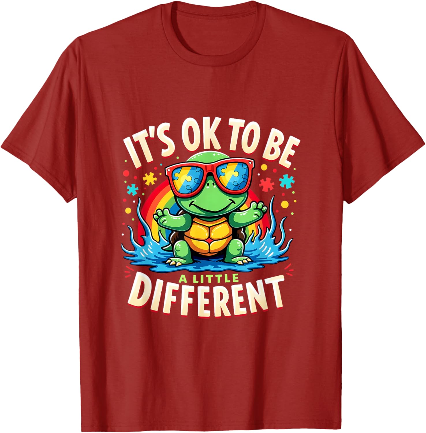 Cute Turtle Autism Awareness T-Shirt It's Ok To Be A Little Different - 8