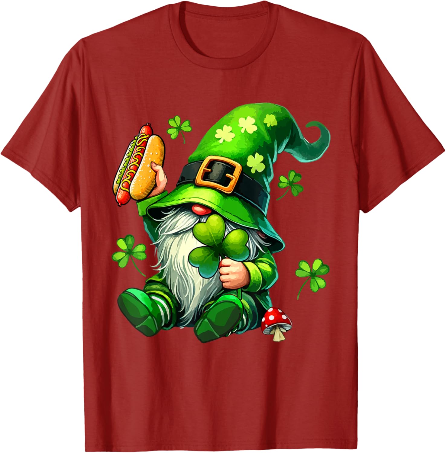 Gnome Eating Hot Dog St. Patrick's Day T-Shirt for Food Lovers - 15