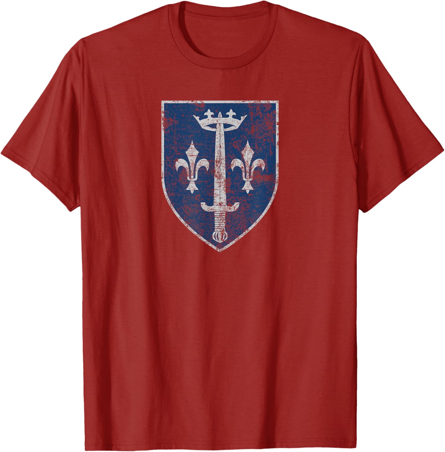 Family Crest of Saint Joan of Arc Distressed Print T-Shirt for Everyone - 14
