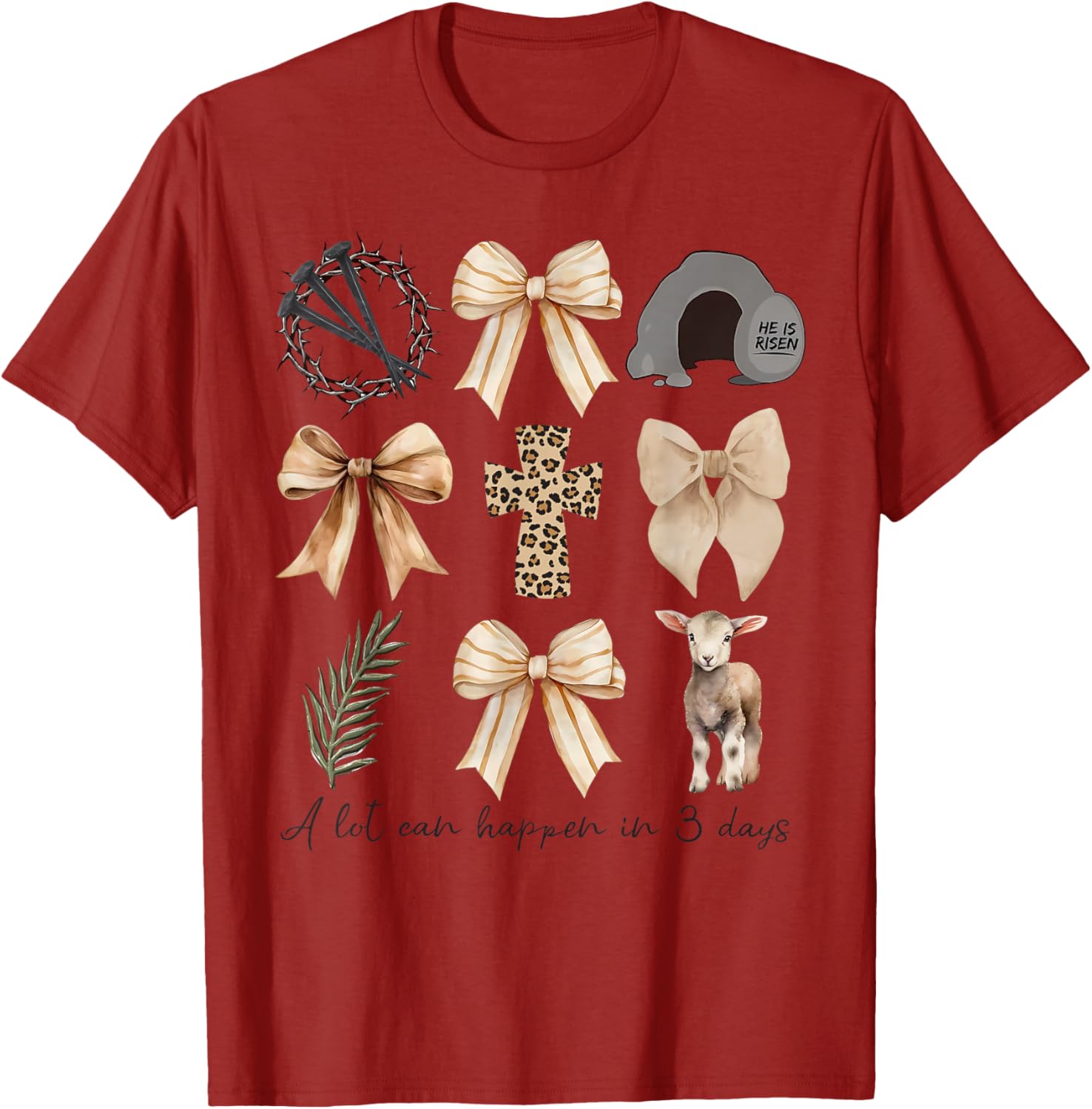 Coquette Bow Christian Easter T-Shirt – A Lot Can Happen in Three Days - 6