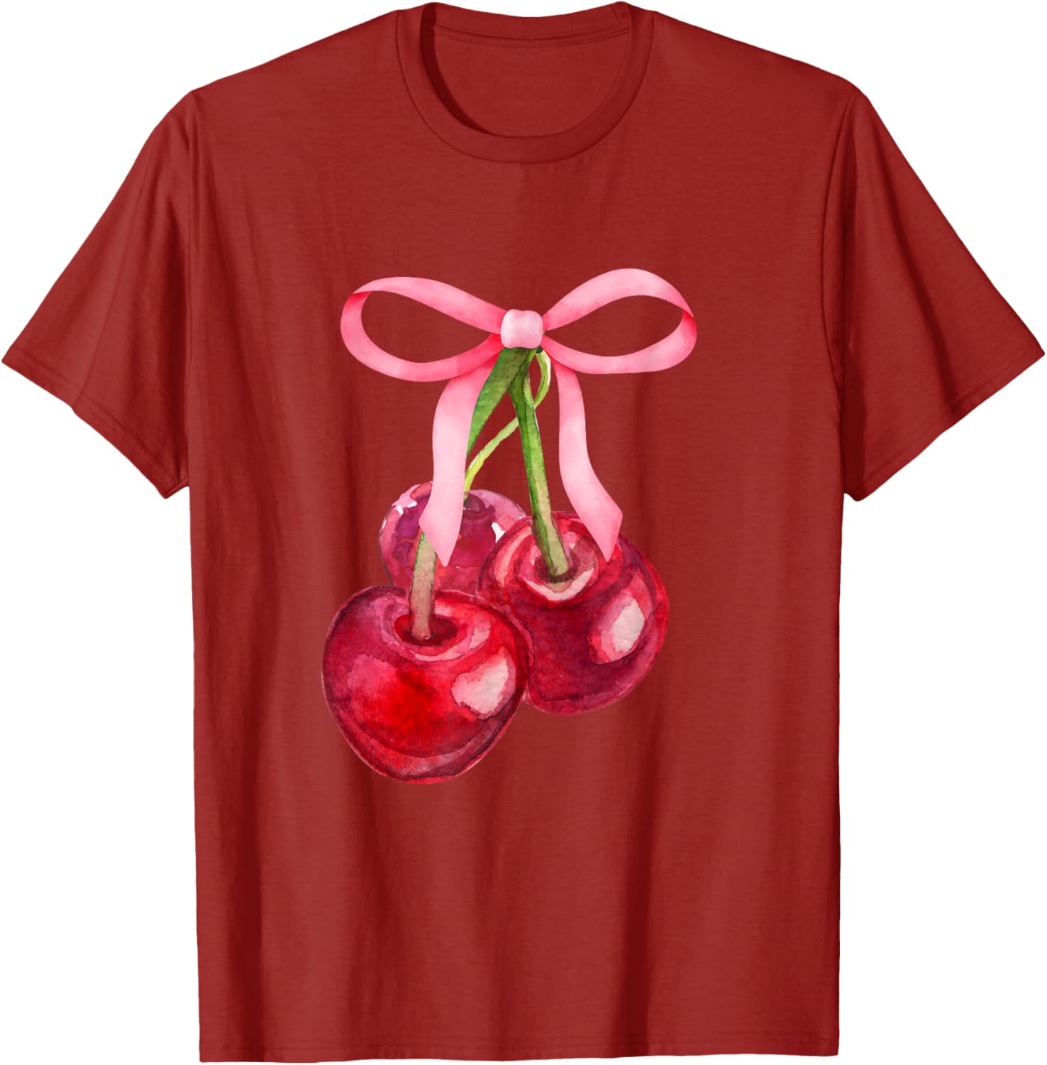 Coquette Red Cherry Pink Bows Preppy Girls T-Shirt for Stylish Kids - 7