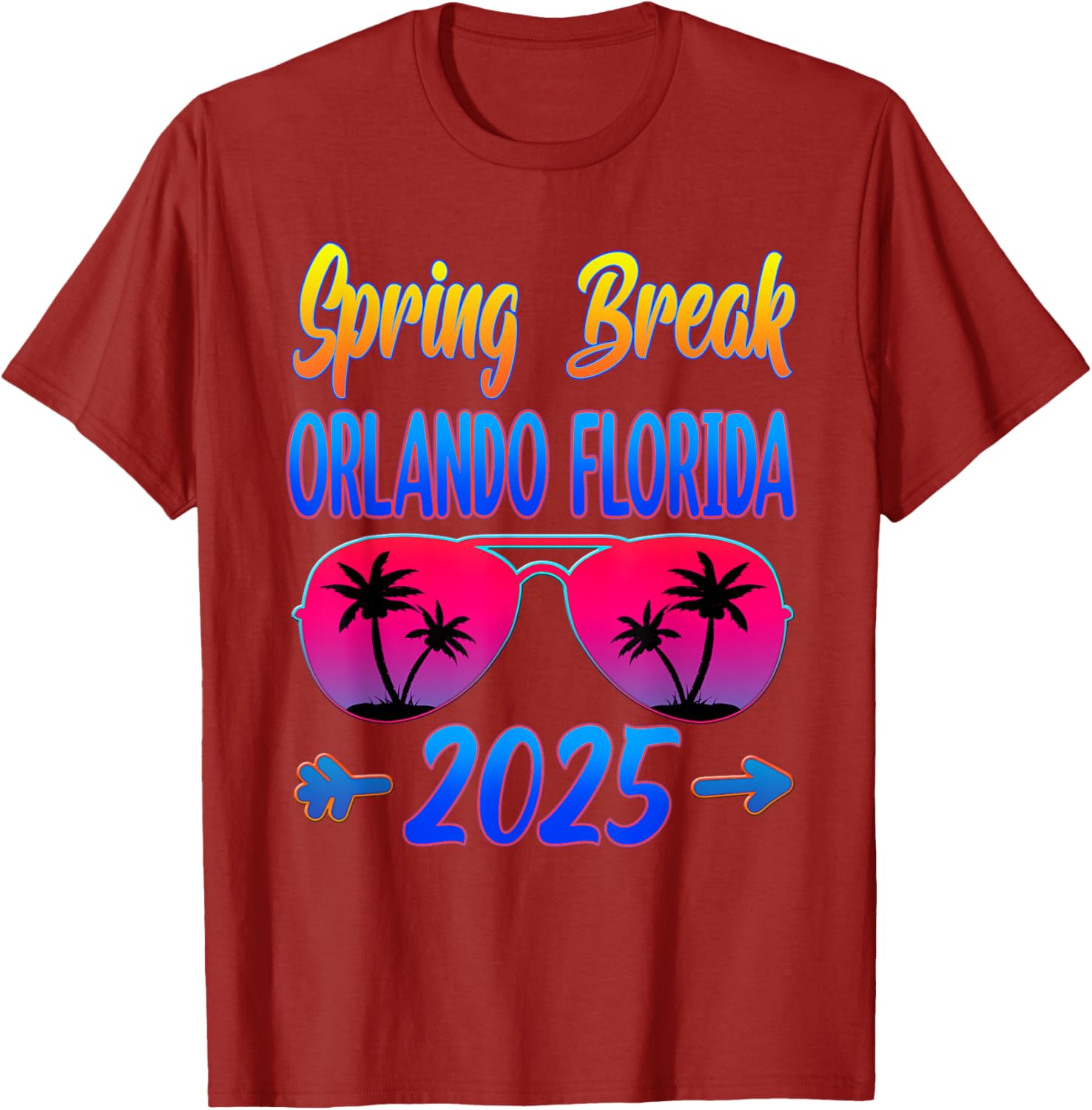 Spring Break Orlando 2025 Beach Group T-Shirt with Fun Glasses Design - 4