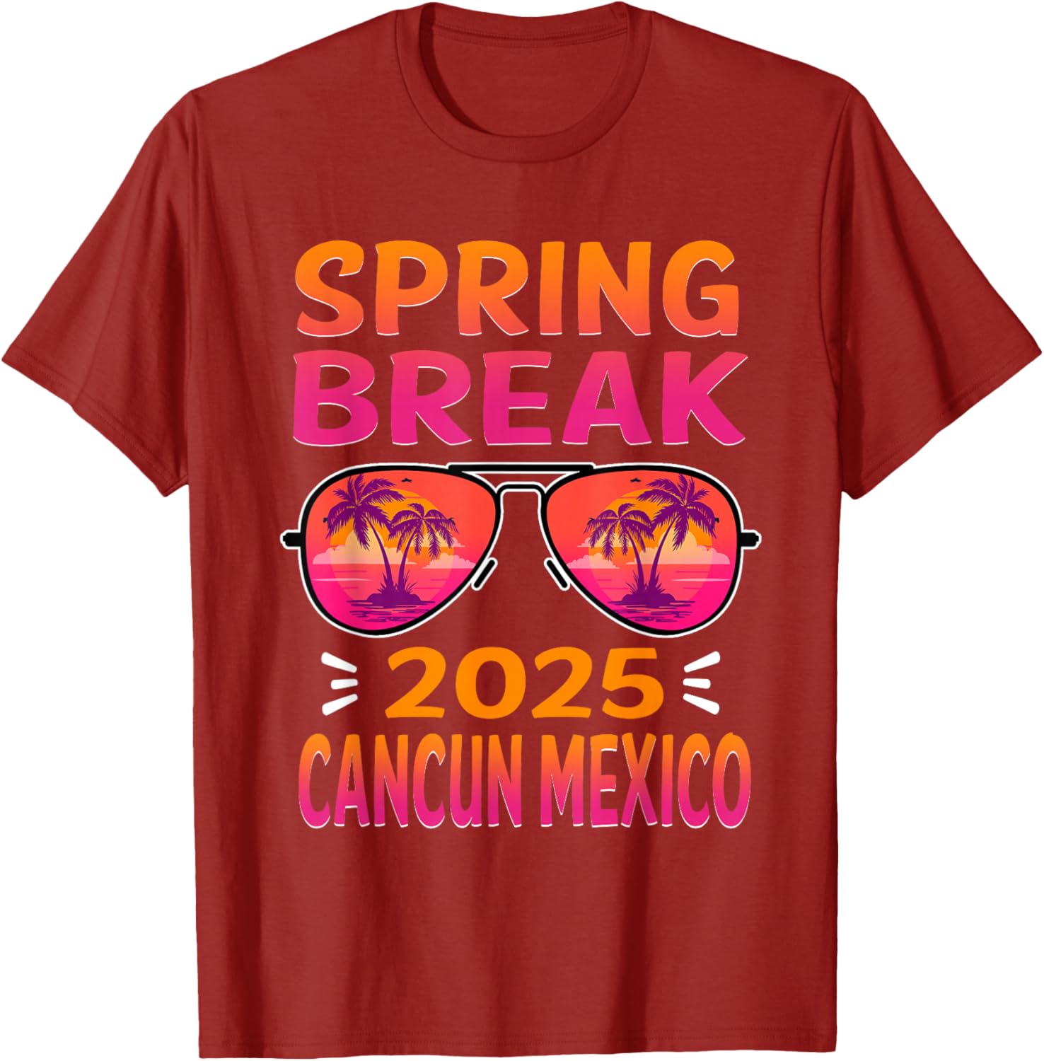 Retro Beach Vacation T-Shirt with Spring Break Cancun Sunglasses 2025 - 3