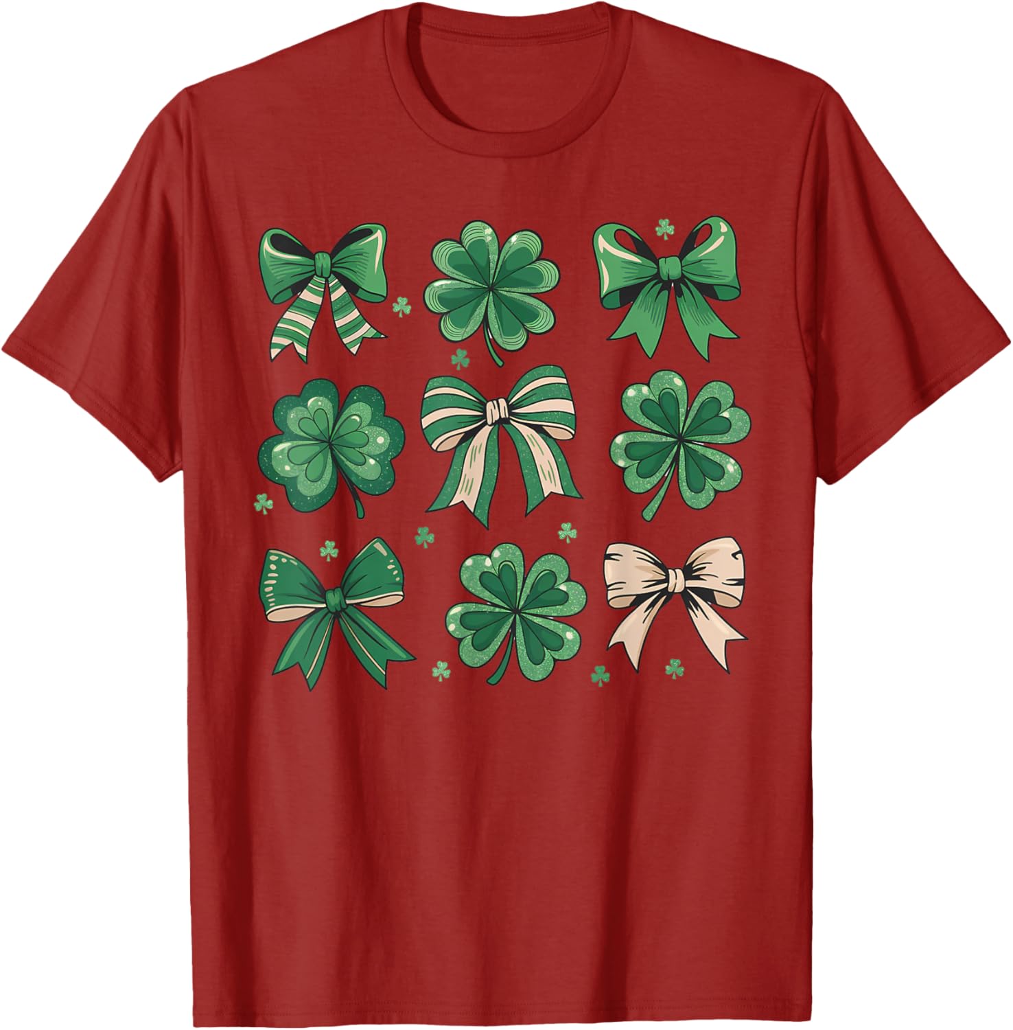 Cute Retro St Patricks Day Shamrock Bow T-Shirt for Festive Fun - 20