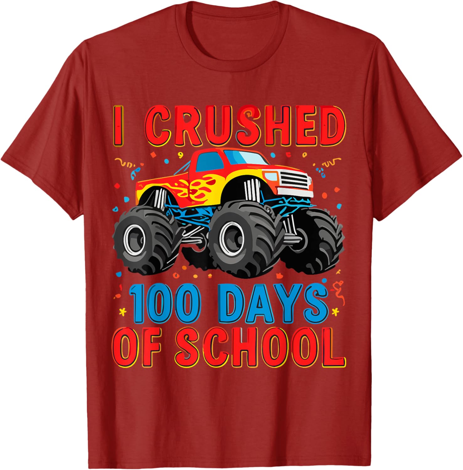 100 Days of School Monster Truck T-Shirt for Boys Fun School Spirit Gear - 9