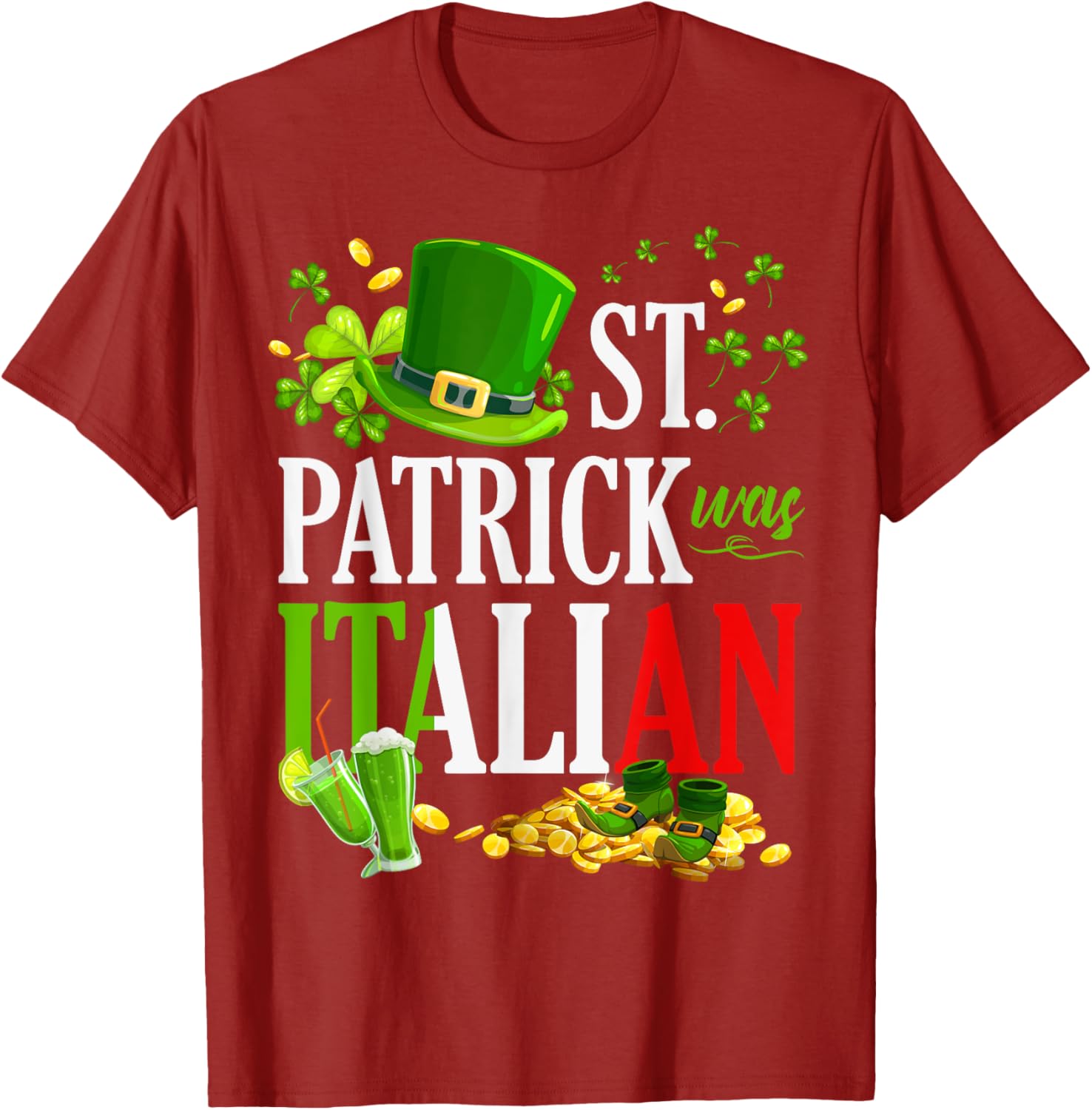 Vintage St Patrick Was Italian Clover Graphic T-Shirt for St Patricks Day - 11
