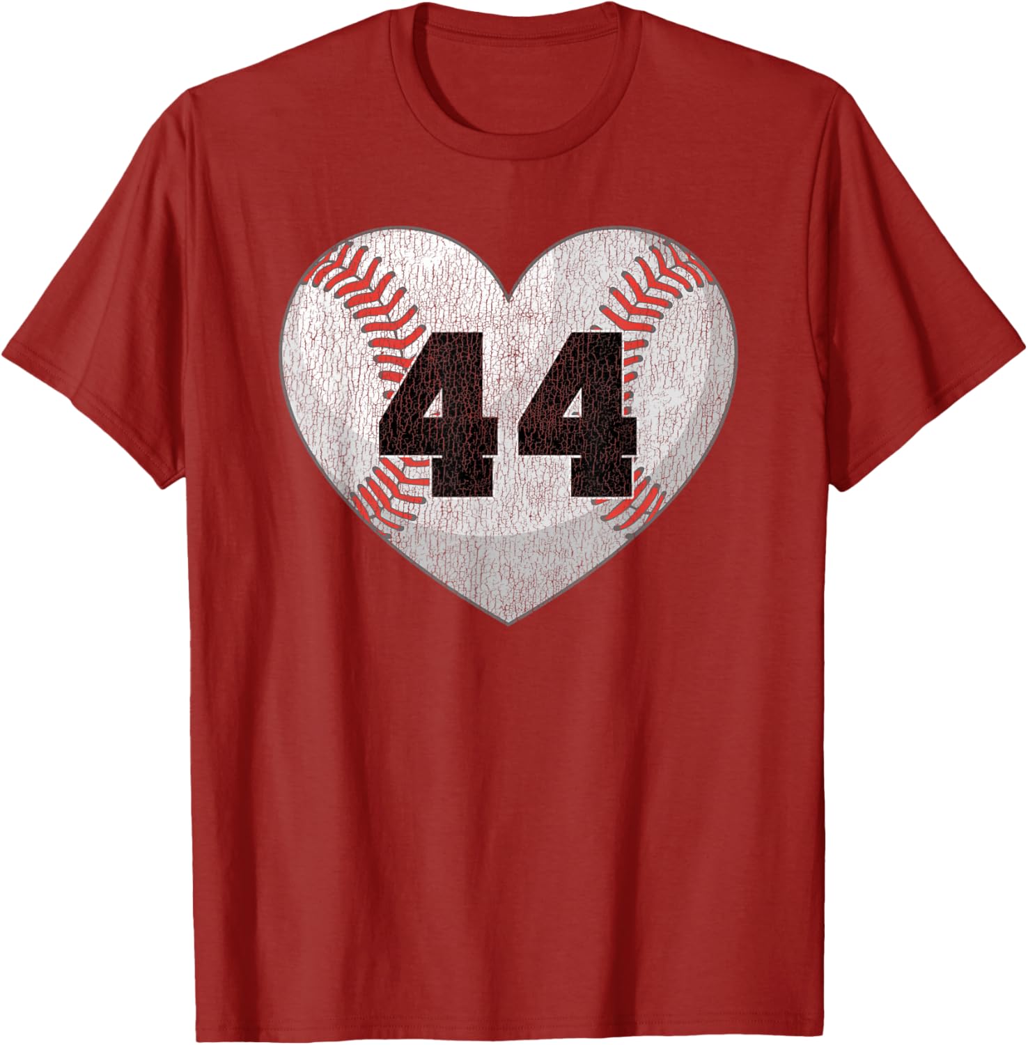 Cute Baseball Number 44 Distressed Heart T-Shirt for Baseball Moms - 15