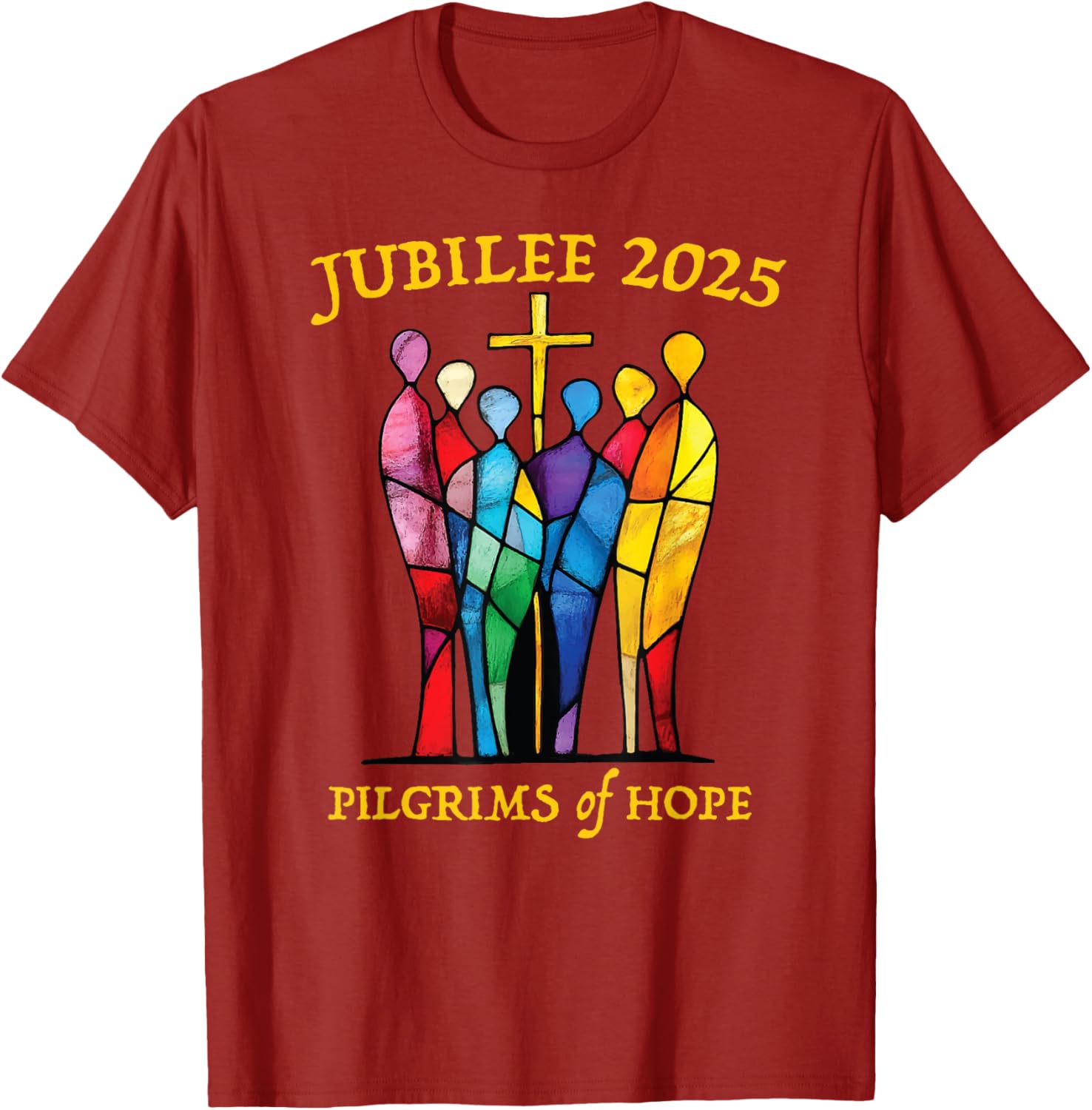Catholic Jubilee 2025 Pilgrims of Hope Stained Glass T-Shirt for All - 22