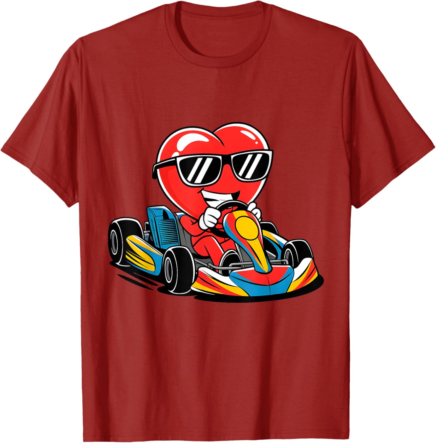 Heart Racing Go-Kart Valentine's Day T-Shirt for Boys and Girls - 11