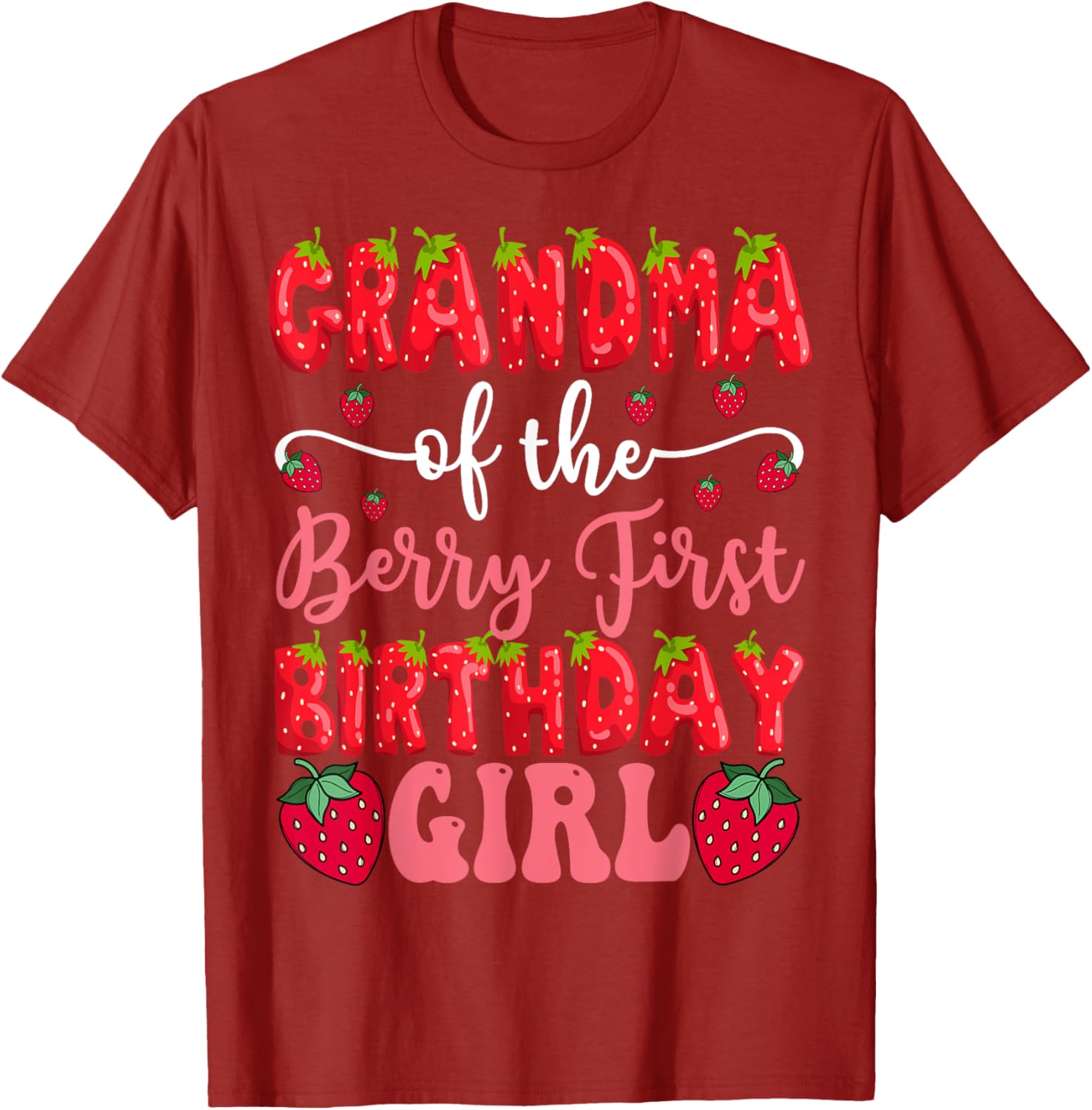 Cute Strawberry Lover T-Shirt for Grandma of First Birthday Girl - 2