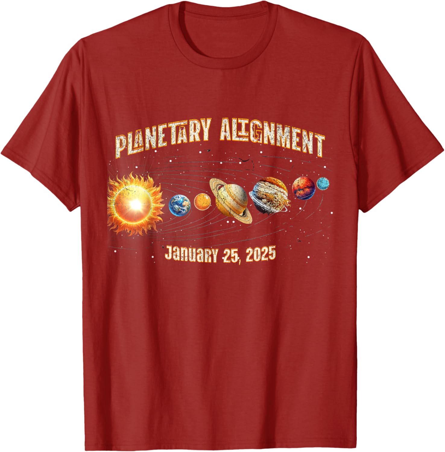 Vintage Planetary Alignment Memory T-Shirt for January 25 2025 Events - 7