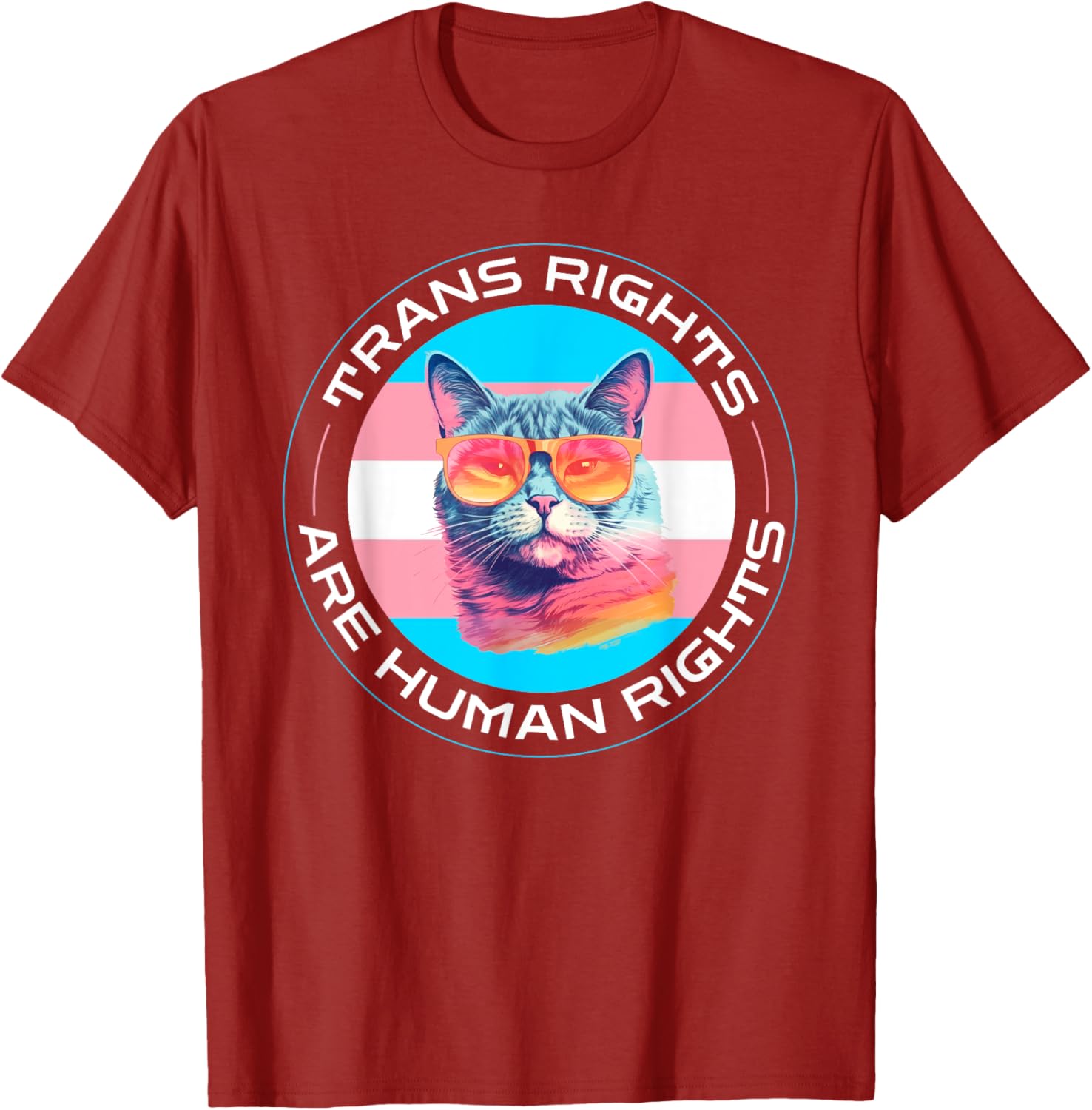 Trans Rights are Human Rights Pride Cat T-Shirt for LGBTQ Supporters - 17