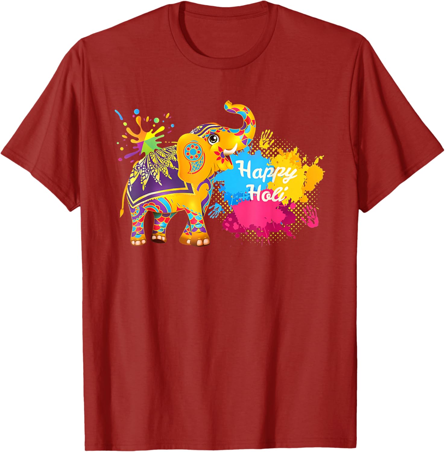 Happy Holi Elephant T-Shirt for Men, Women, and Kids - Colorful India Apparel - 22