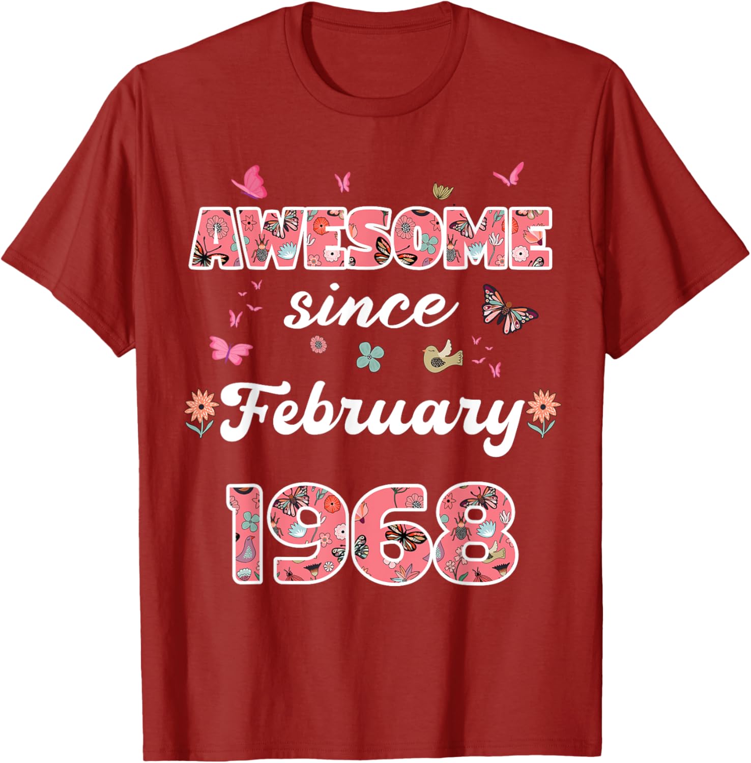 Vintage February 1968 Flowers Birthday T-Shirt for a Special Celebration - 4