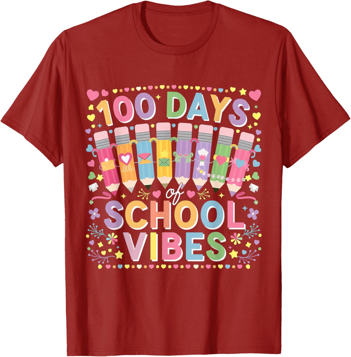 Cute Heart 100th Day of School T-Shirt for Kids Fun Celebration Wear - 12