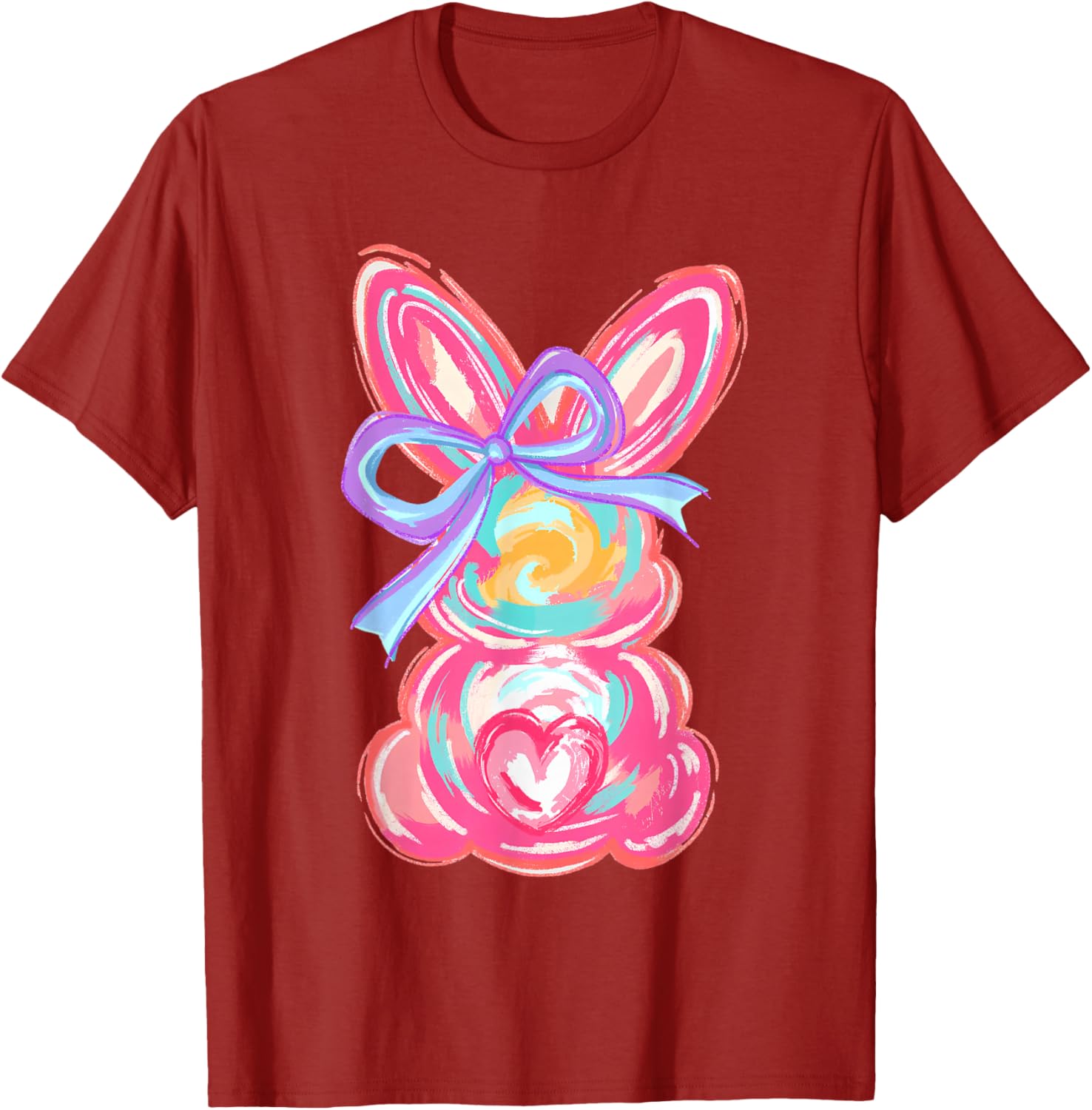 Cute Easter Bunny Bow Tie Dye T-Shirt for Girls and Women - 16